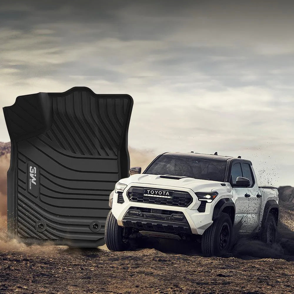 3W Toyota Tacoma 2016-2023 (Double Cab, Automatic) Floor Mats TPE All Weather Custom Fit 3Wliners