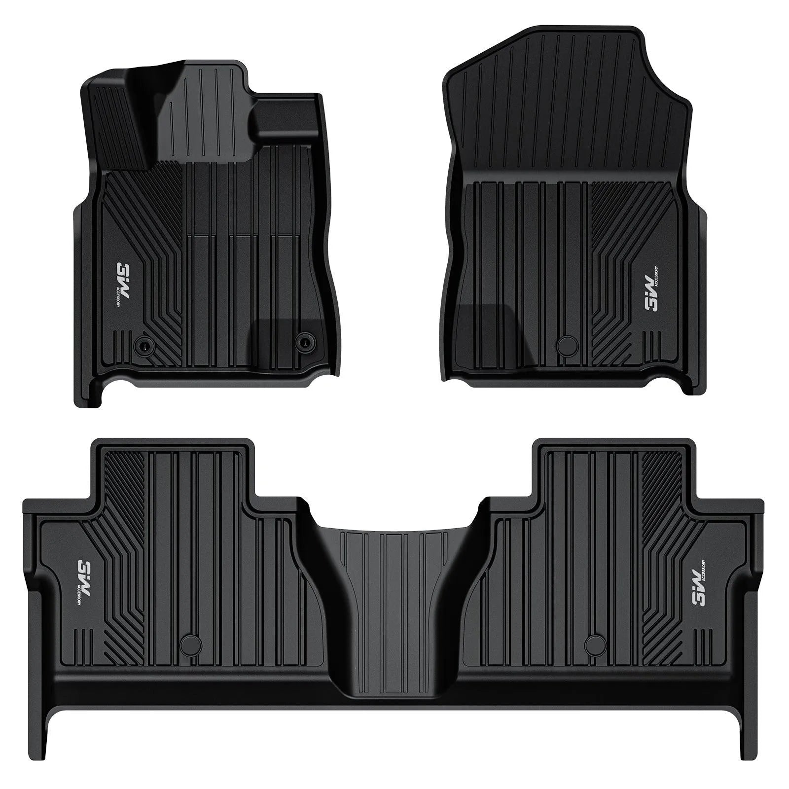 3W Toyota Tundra 2014-2021 (Only for CrewMax Cab) Custom Floor Mats TPE Material & All-Weather Protection Vehicles & Parts 3Wliners 2014-2021 Tundra 2014-2021 1st&2nd Row Mats