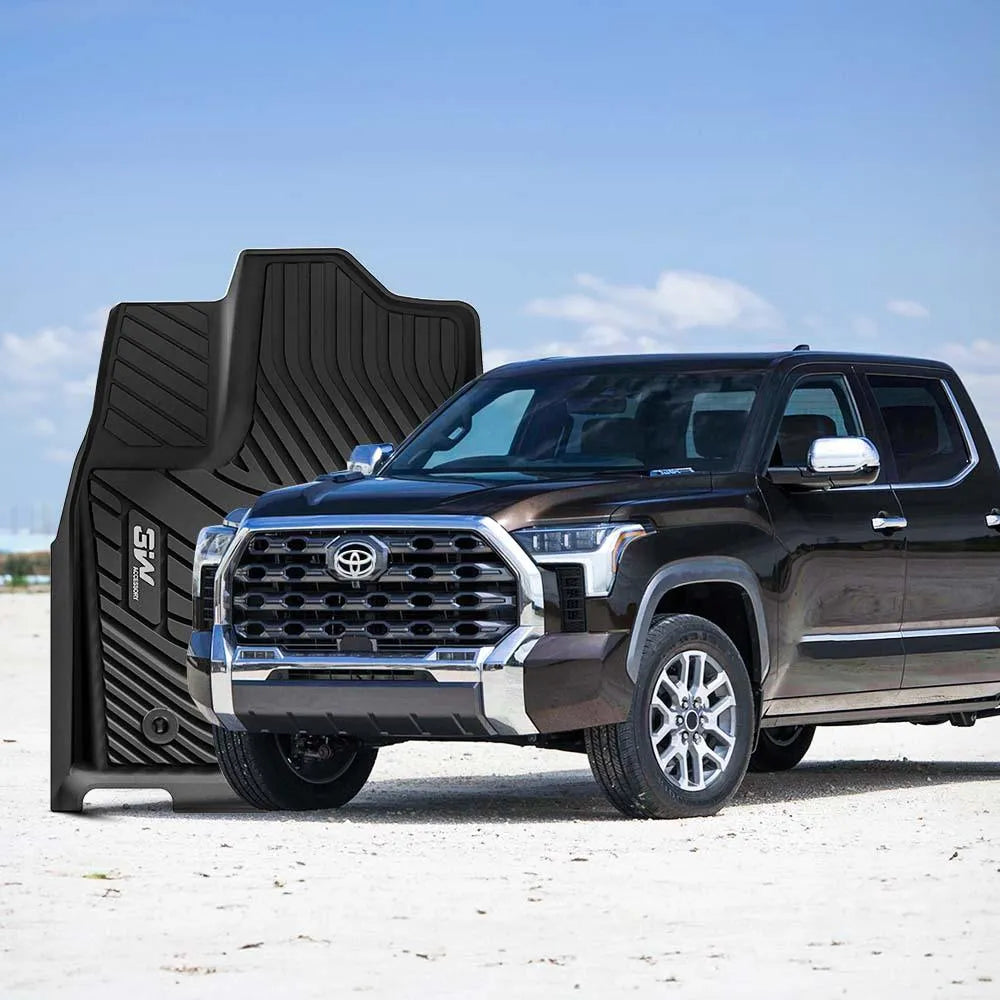 3W Toyota Tundra 2014-2021 (Only for CrewMax Cab) Custom Floor Mats TPE Material & All-Weather Protection Vehicles & Parts 3Wliners