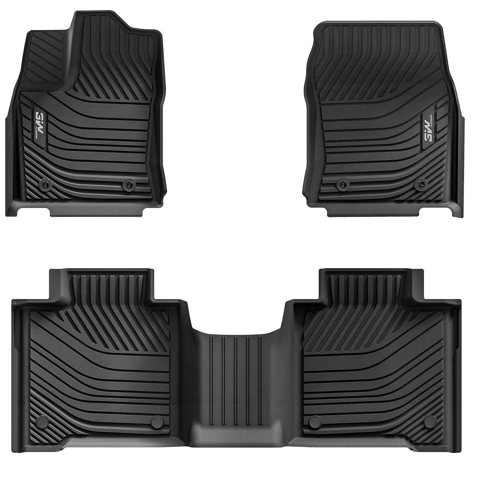 3W Toyota Tundra 2022-2024 (Only for CrewMax Cab) Custom Floor Mats CrewMax Cab Only TPE Material & All-Weather Protection Vehicles & Parts 3Wliners 2022-2023 Tundra 2022-2024 1st&2nd Row Mats