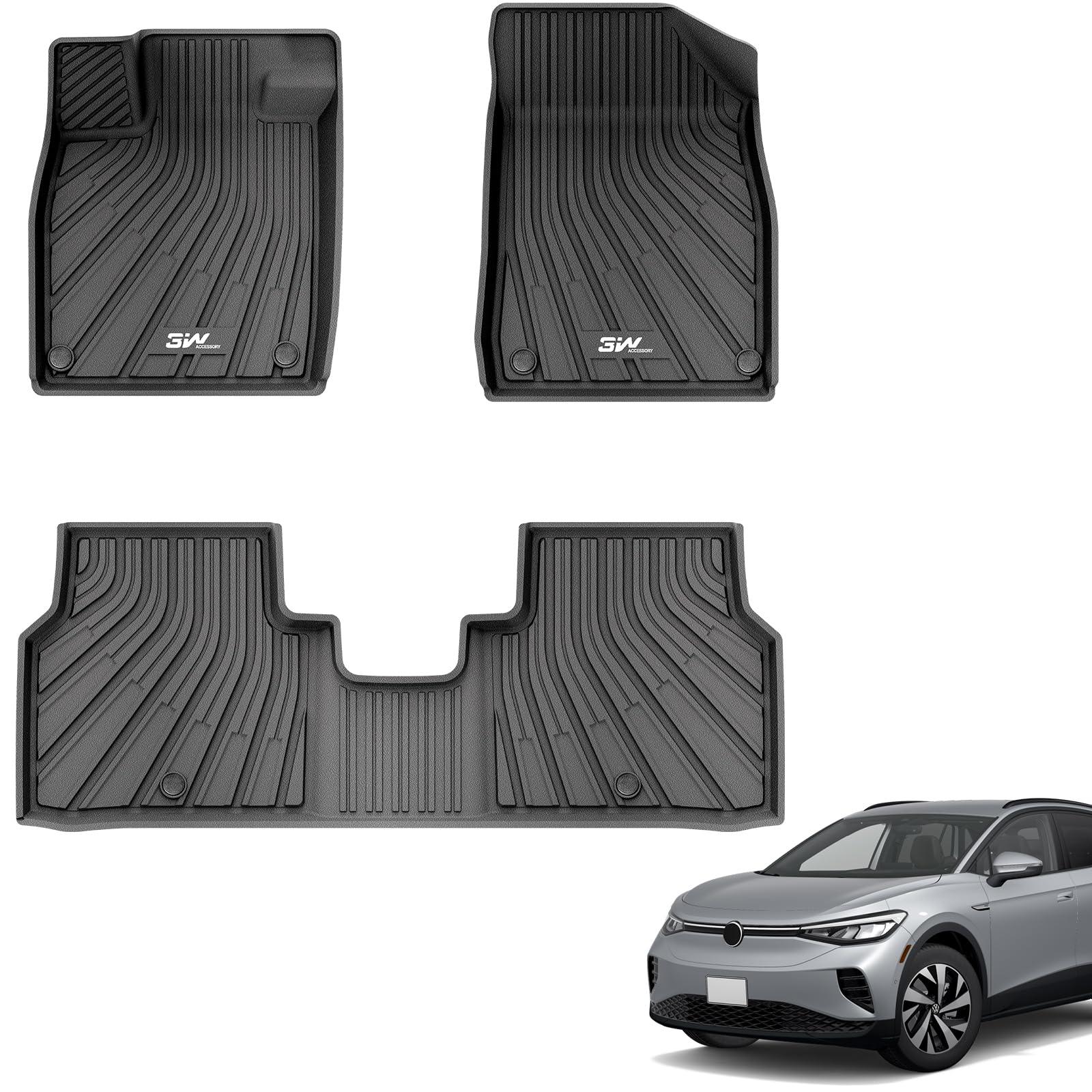 3W Volkswagen ID.4 2021-2024 Custom Floor Mats TPE Material & All-Weather Protection Vehicles & Parts 3Wliners 2021-2024 ID.4 2021-2024 1st&2nd Row Mats