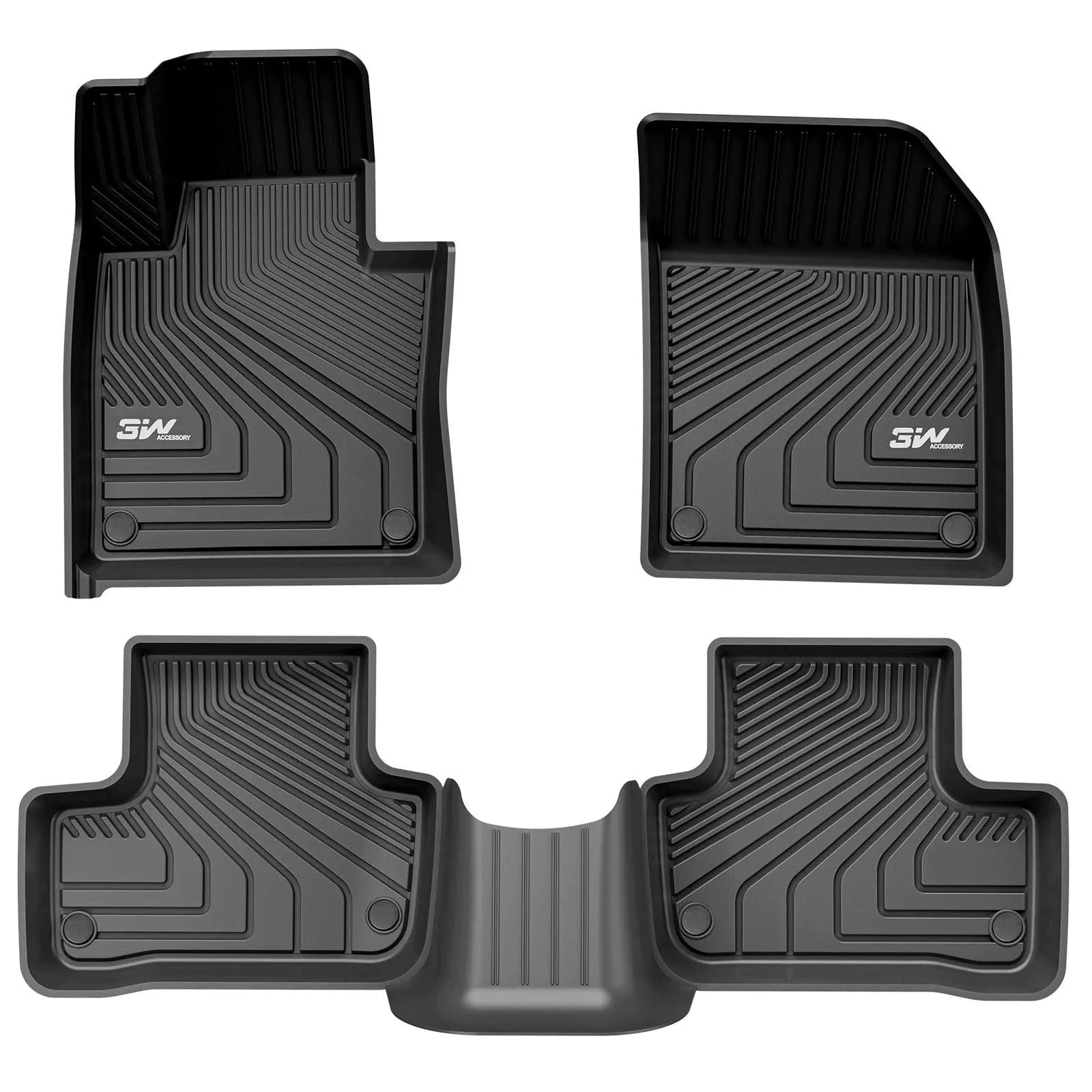 3W Volvo XC60 2018-2025 (Not for Hybrid) T5 T6 Momentum Custom Floor Mats TPE Material & All-Weather Protection Vehicles & Parts 3Wliners 2018-2025 XC60 2018-2025 1st&2nd Row Mats