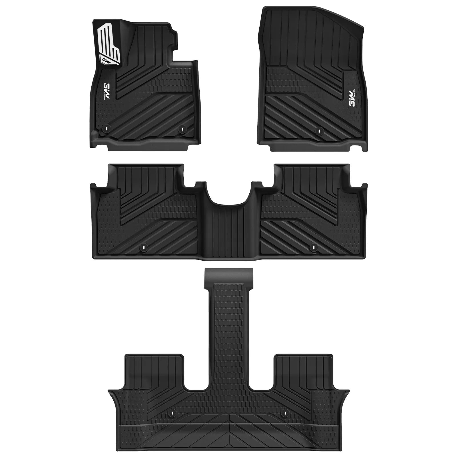 3W Floor Mats for 2026 Hyundai-Palisade 7seat With Metal Pedals 1-3 Rows Custom Car Mats All Weather Protection TPE Mats Black