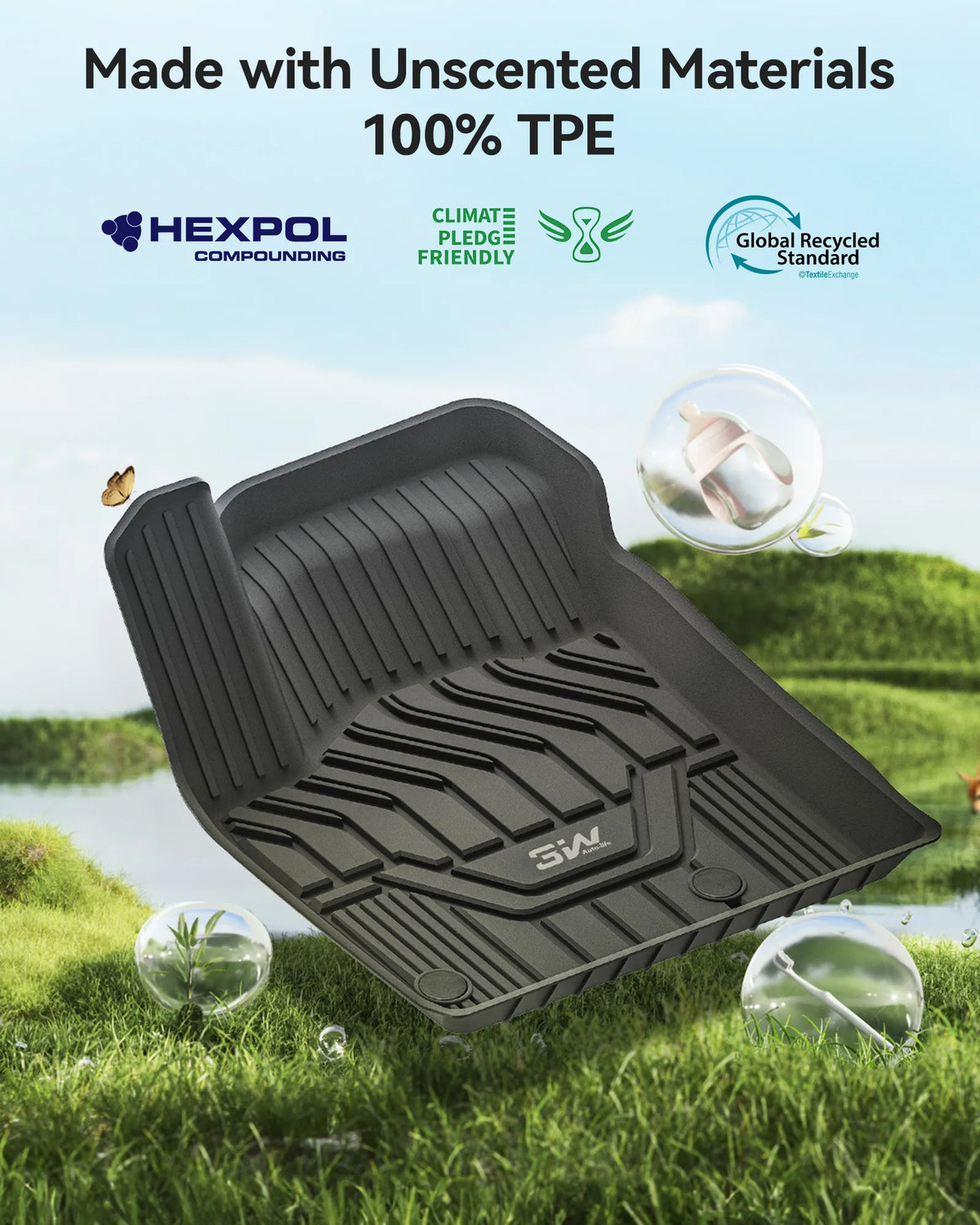 3W Nissan Rogue 2021-2027 (NOT for Sport) Custom Floor Mats TPE Material & All-Weather Protection Vehicles & Parts 3Wliners 2021-2025 Rogue 2021-2025 1st&2nd Rows + Trunk Mat