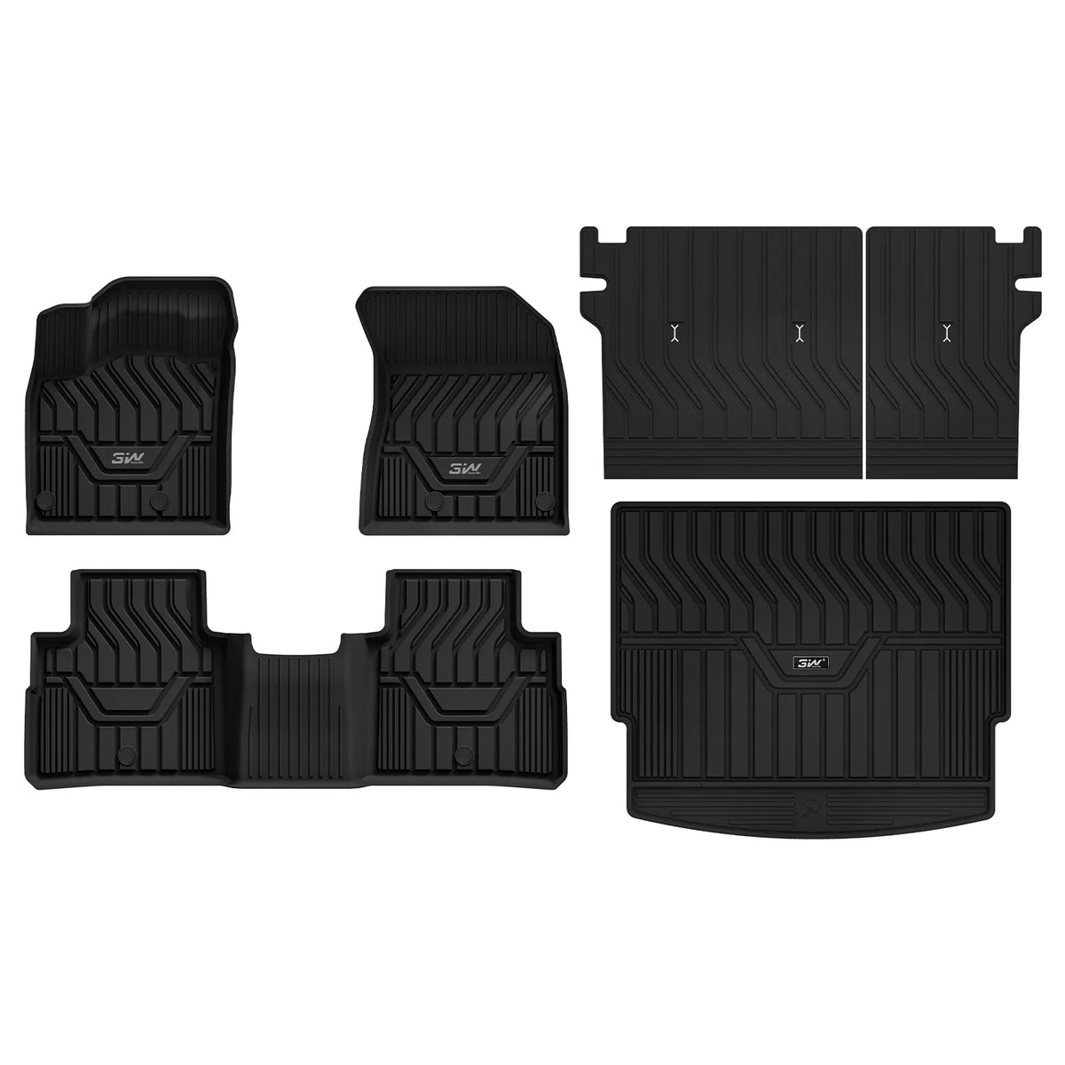 3W Nissan Rogue 2021-2027 (NOT for Sport) Custom Floor Mats TPE Material & All-Weather Protection Vehicles & Parts 3Wliners 2021-2025 Rogue 2021-2025 1st&2nd Rows + Trunk Mat