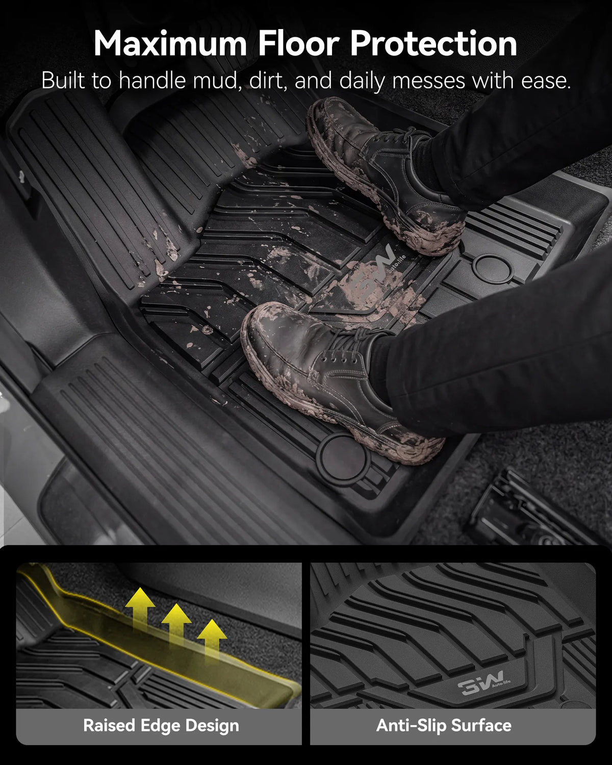 3W Nissan Rogue 2021-2027 (NOT for Sport) Custom Floor Mats TPE Material & All-Weather Protection Vehicles & Parts 3Wliners 2021-2025 Rogue 2021-2025 1st&2nd Rows + Trunk Mat