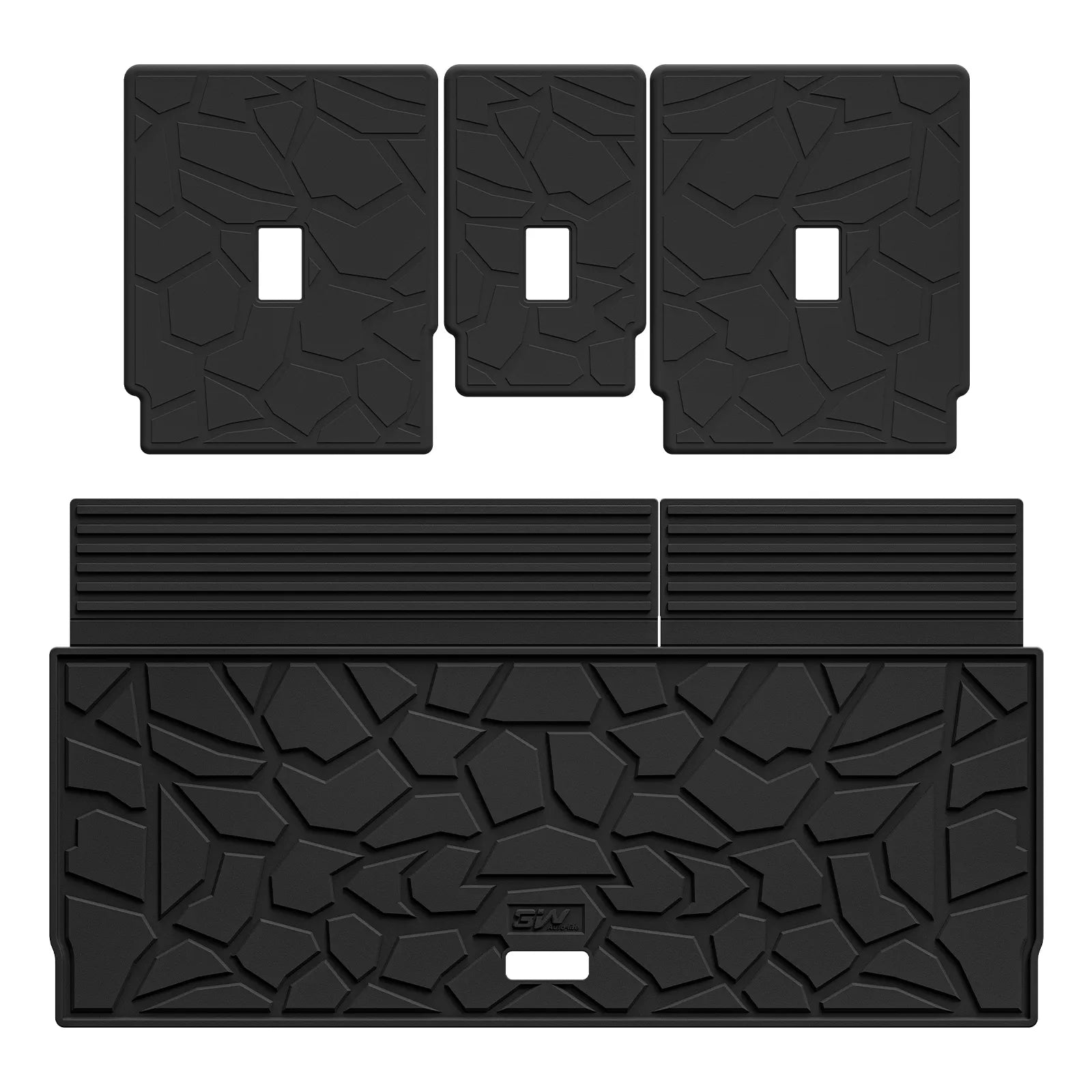 3W All-Weather Custom Fit Floor Mats for 2025-2026 Ford Expedition 7 Seats, Odorless TPE Heavy Duty Car Liners, Waterproof Anti-Slip Protection Full Set
