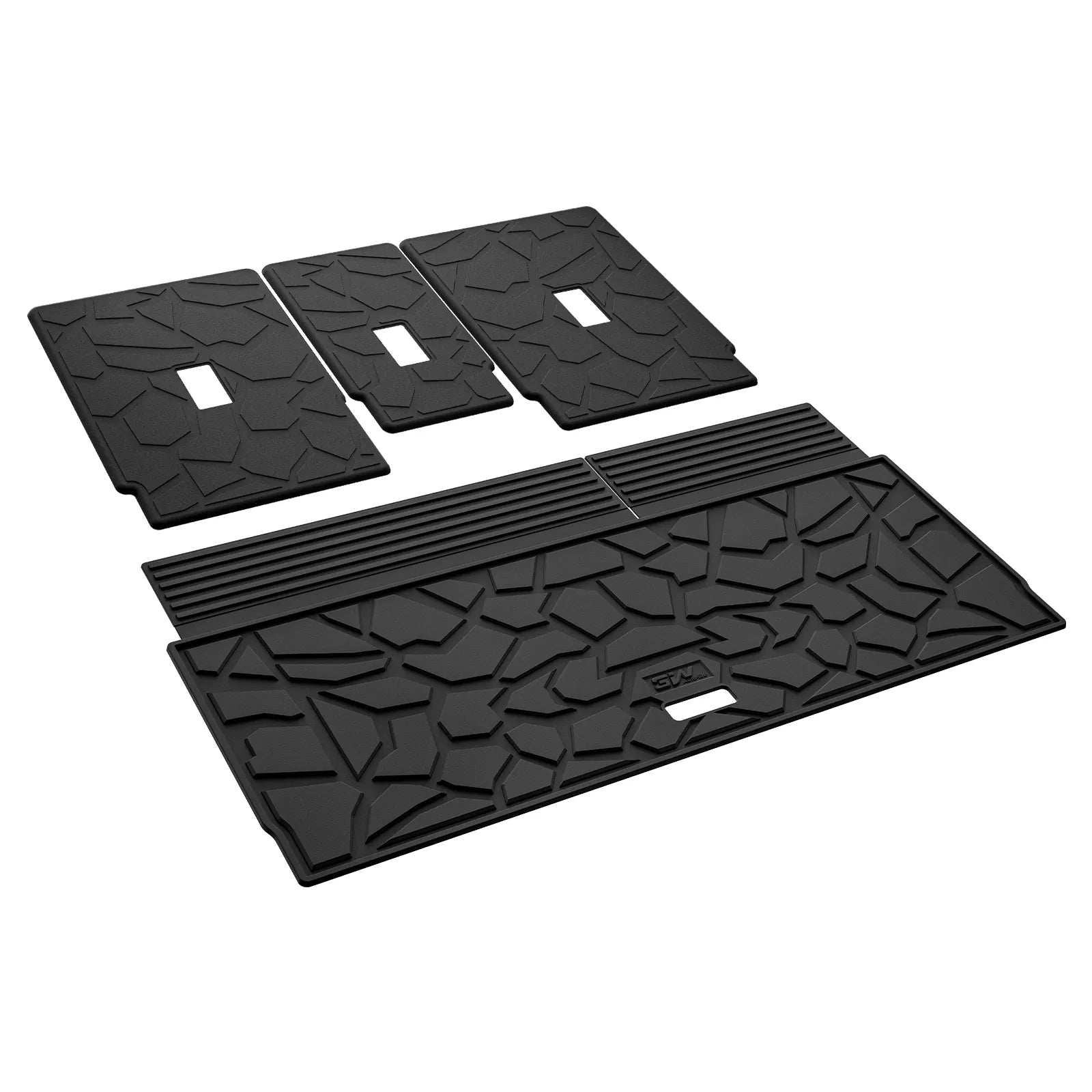 3W All-Weather Custom Fit Floor Mats for 2025-2026 Ford Expedition 7 Seats, Odorless TPE Heavy Duty Car Liners, Waterproof Anti-Slip Protection Full Set