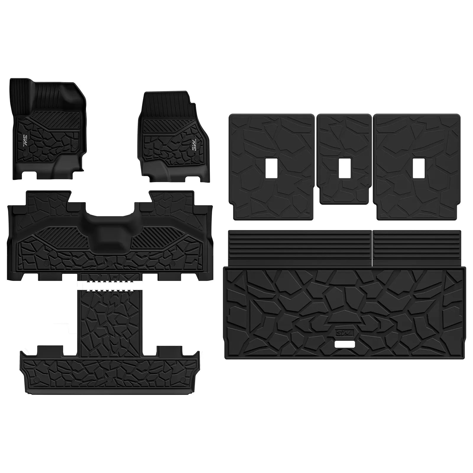 3W All-Weather Custom Fit Floor Mats for 2025-2026 Ford Expedition 7 Seats, Odorless TPE Heavy Duty Car Liners, Waterproof Anti-Slip Protection Full Set