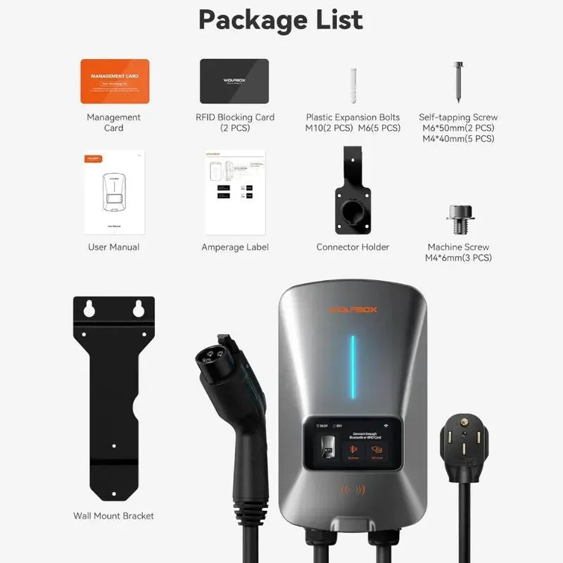 WOLFBOX Level 2 EV Charger 40 Amp with WiFi and Bluetooth WOLFBOX