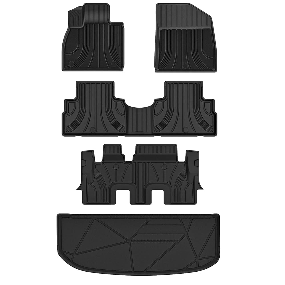 3W Hyundai Palisade 2020-2024 Custom 7 & 8 (Only for Bench Seat) Seat Floor Mats TPE Material & All-Weather Protection, 2020-2024 / Palisade 2020-2024