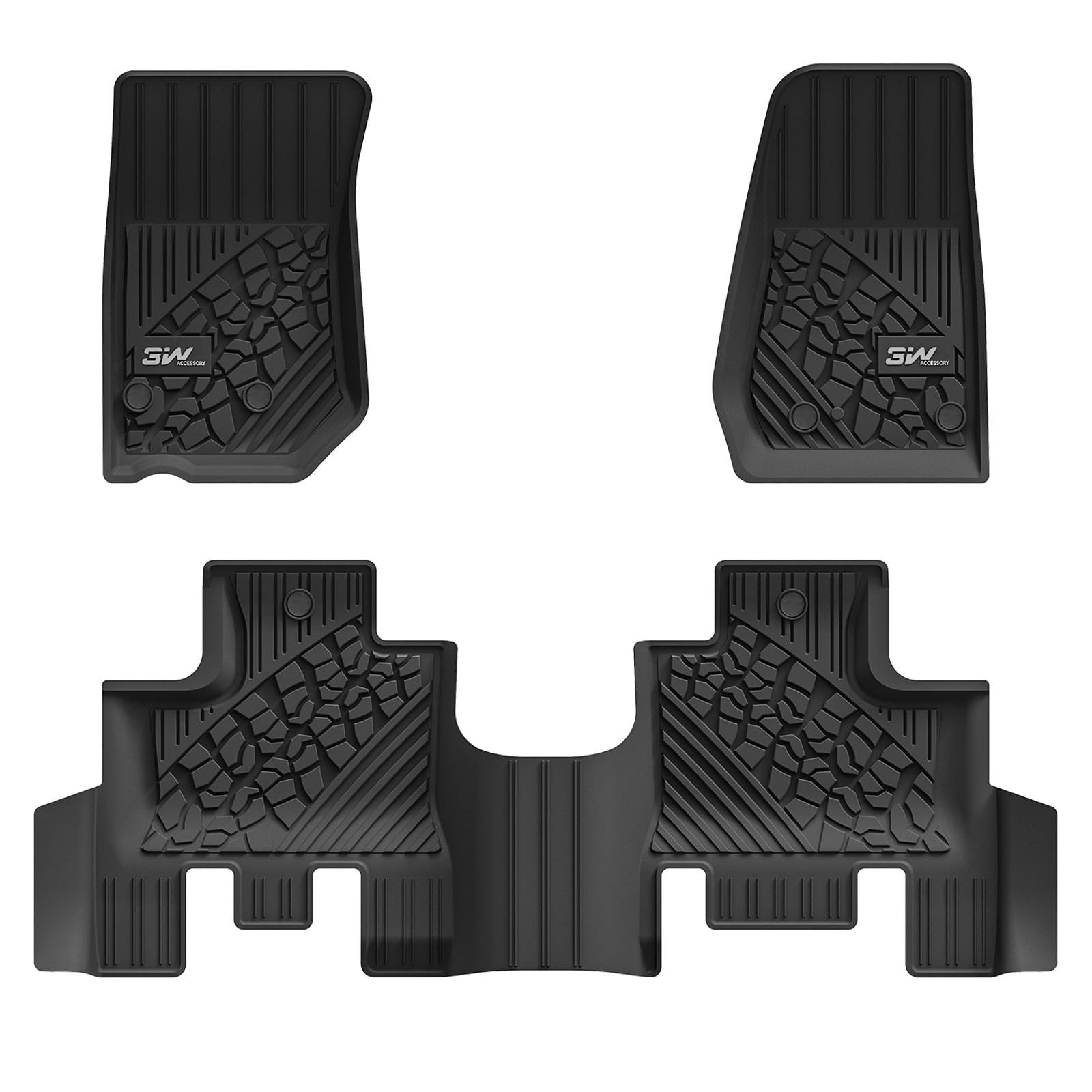 3W Jeep Wrangler JKU 2013-2018 Unlimited 4 Door Only Custom Floor Mats TPE Material & All-Weather Protection Vehicles & Parts 3Wliners 2013-2018 Wrangler JK 2013-2018 1st&2nd Row Mats