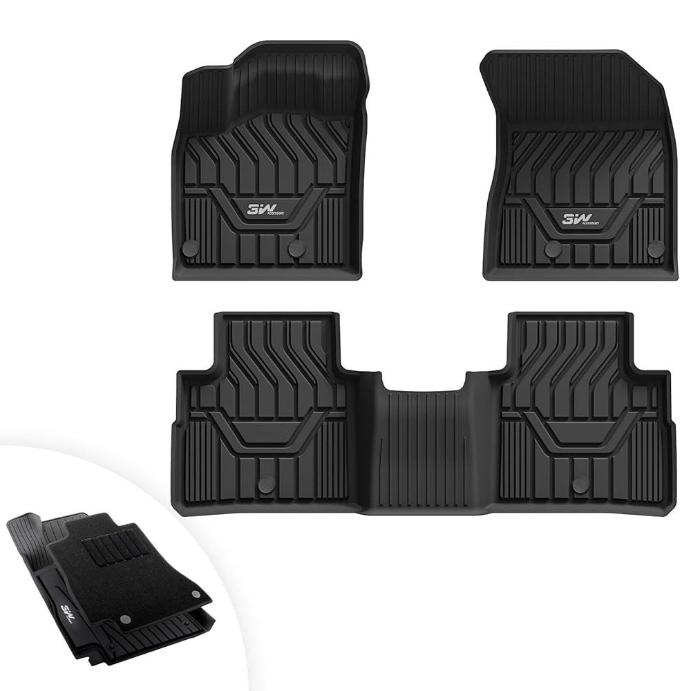 3W Nissan Rogue 2021-2024 (NOT for Sport) Custom Floor Mats TPE Material & All-Weather Protection Vehicles & Parts 3Wliners 2021-2024 Rogue 2021-2024 1st&2nd Row with Carpets