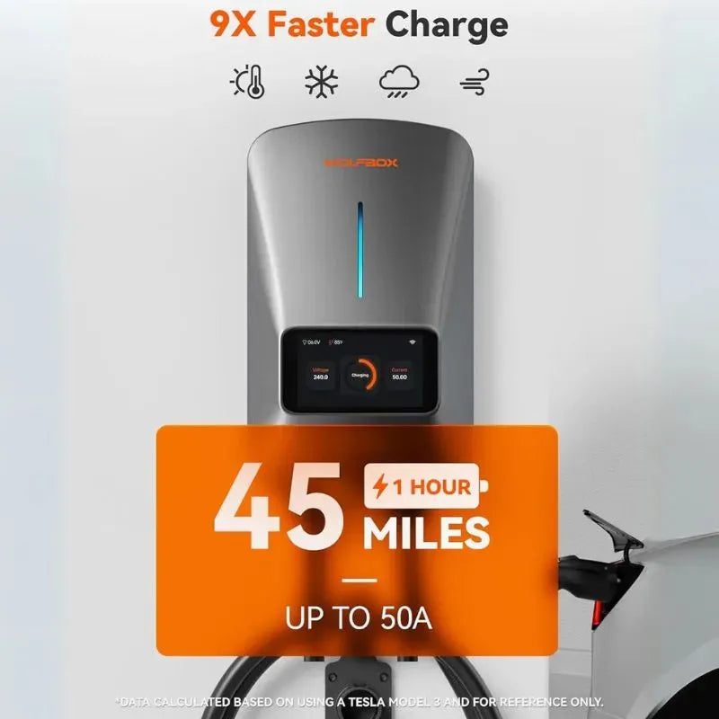 WOLFBOX Level 2 EV Charger 50 Amp with WiFi and Bluetooth  WOLFBOX