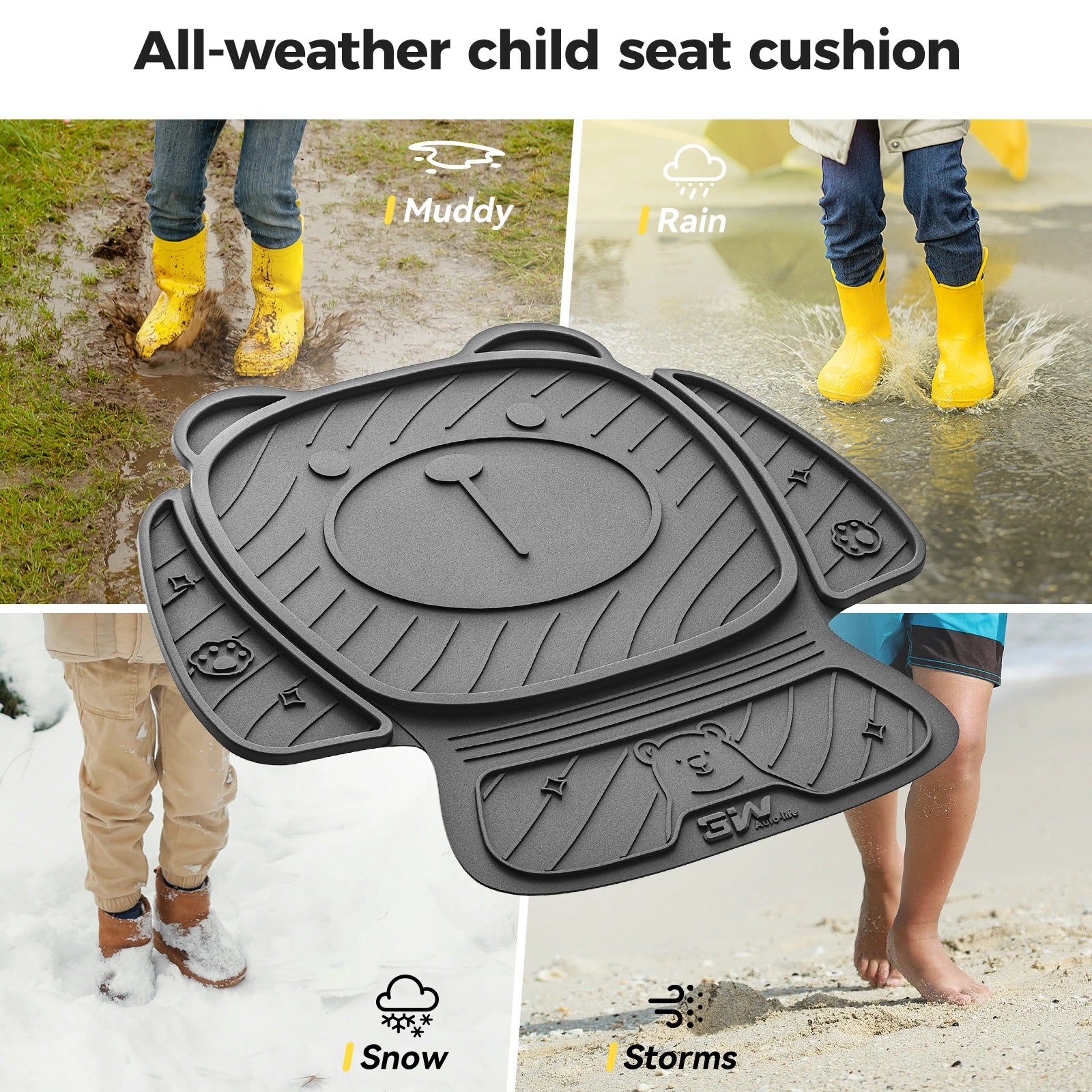 3W Car Seat Protector for Baby Car Seat Fits All Car Models TPE Fabric Waterproof Durable