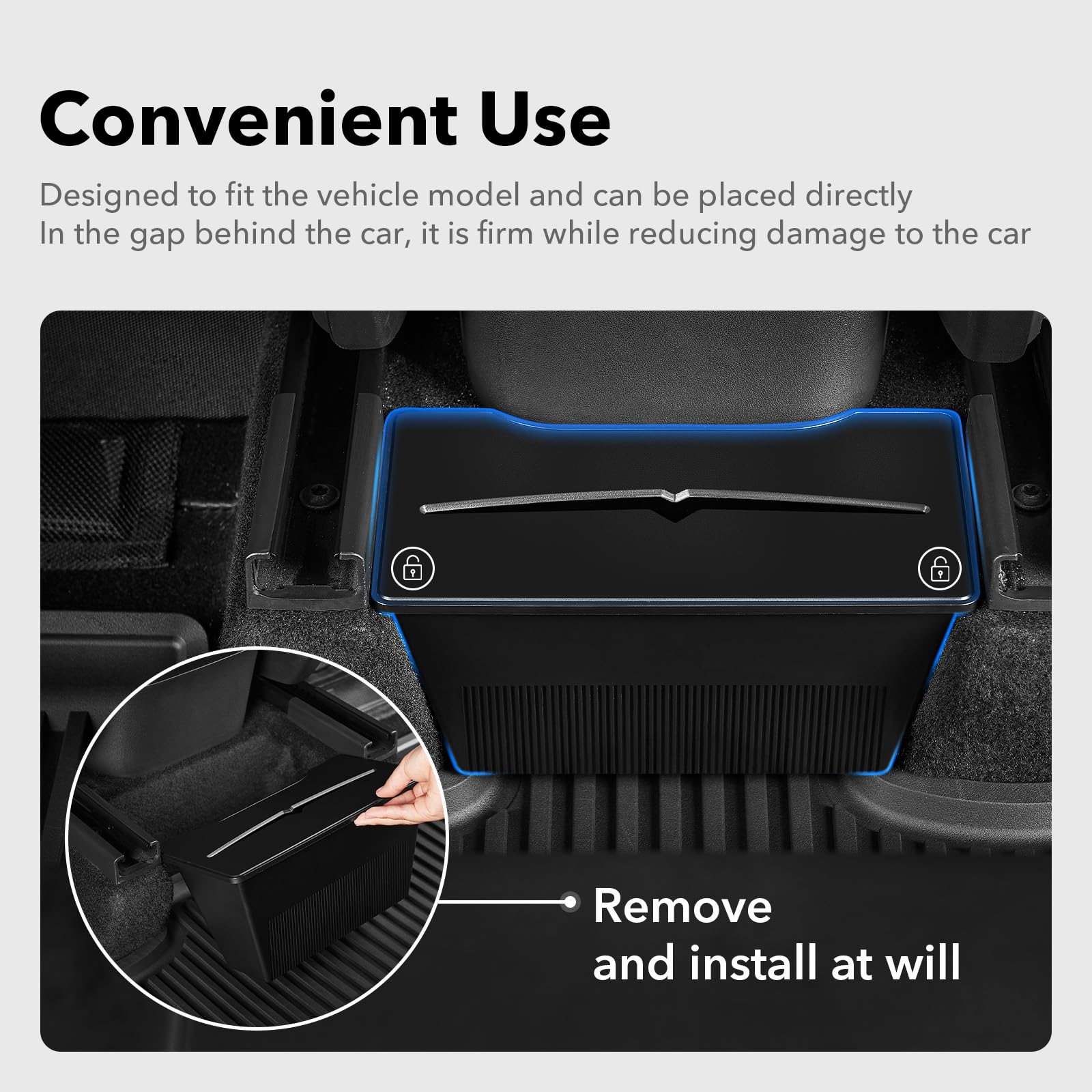 3W 2020 2021 2022 Tesla Model Y Accessories-2Pcs Under Seat Storage Box 2Pcs Rear Trunk Organizer Side Storage Box with Lids Rear Center Console Storage Bin TPE Waterproof Odorless Protector Packets Vehicles & Parts 3Wliners   