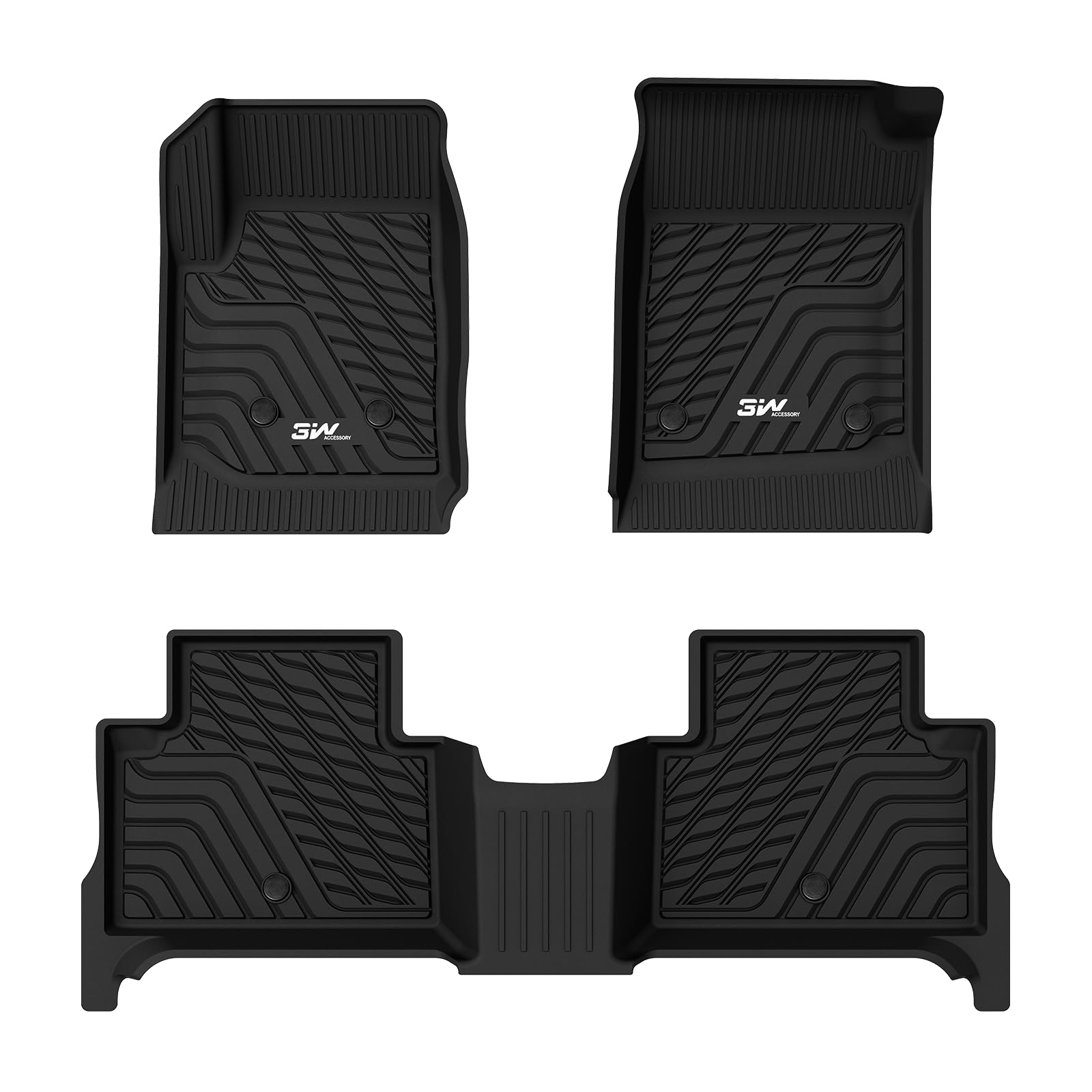 3W Chevy / Chevrolet Colorado Crew Cab / GMC Canyon Crew Cab 2015-2022 Custom Floor Mats TPE Material & All-Weather Protection Vehicles & Parts 3Wliners 2015-2022 Colorado 2015-2022 1st&2nd Row Mats