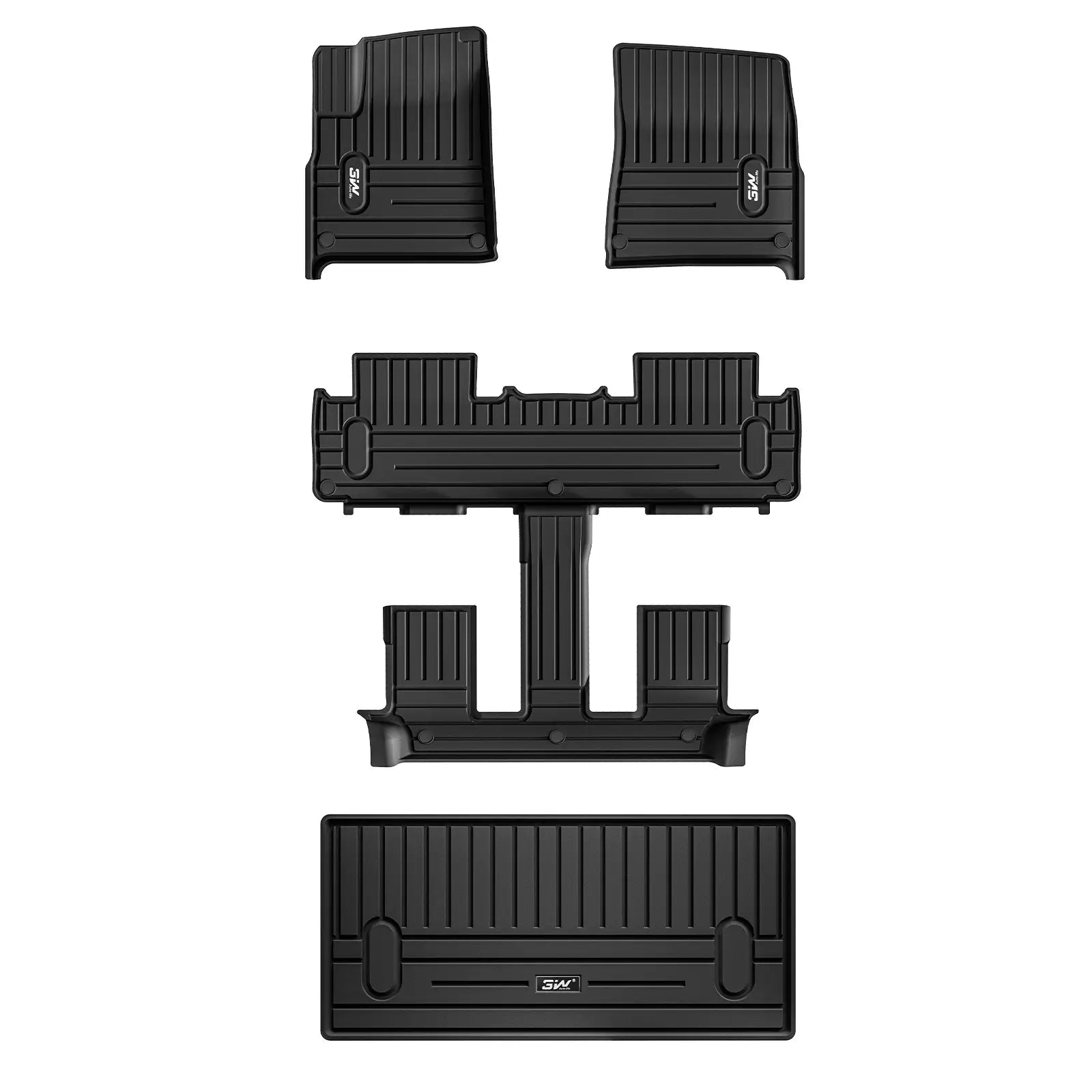 3W Custom Floor Mats for Rivian R1S 2022-2024 TPE Material & All-Weather Protection 3Wliners 2022-2024 R1S 2022-2024 1st&2nd Row + Trunk Mat