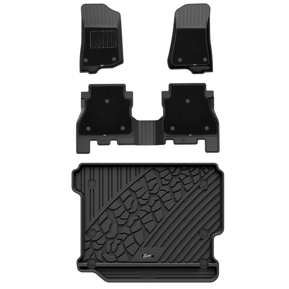 3W Jeep Wrangler JLU Custom Floor Mats or Trunk Mat 2018-2025 Unlimited 4-Door Thorex™ All-Weather Protection - 3Wliners