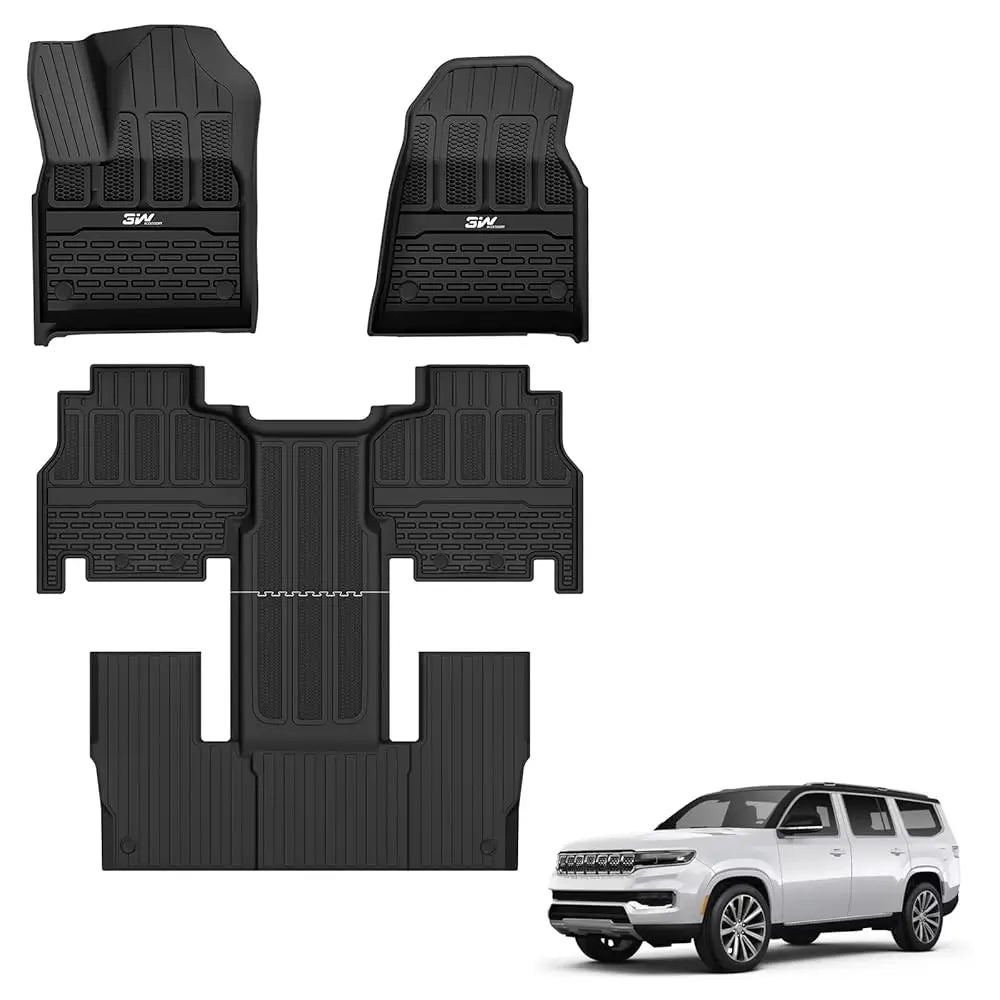 3W Jeep Grand Wagoneer 2022-2025 Custom 8 seat Floor Mat Trunk Mat Thorex™ All-Weather Protection - 3Wliners