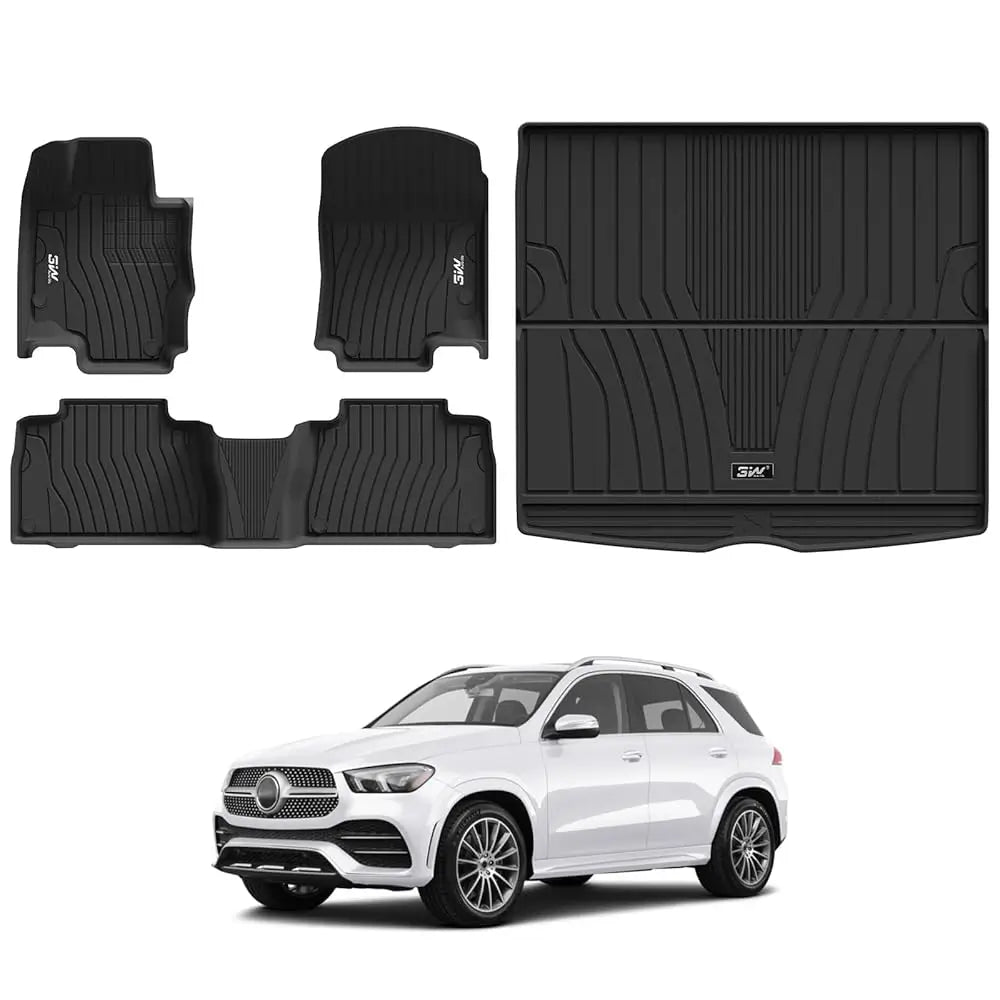 3W Mercedes-Benz GLE 2020-2025 (Not Fit Coupe) Custom Floor Mats / Trunk Mat TPE Material & All-Weather Protection Vehicles & Parts 3Wliners 2020-2025 GLE 2020-2025 1st&2nd Row Mats+Rear Trunk Mat