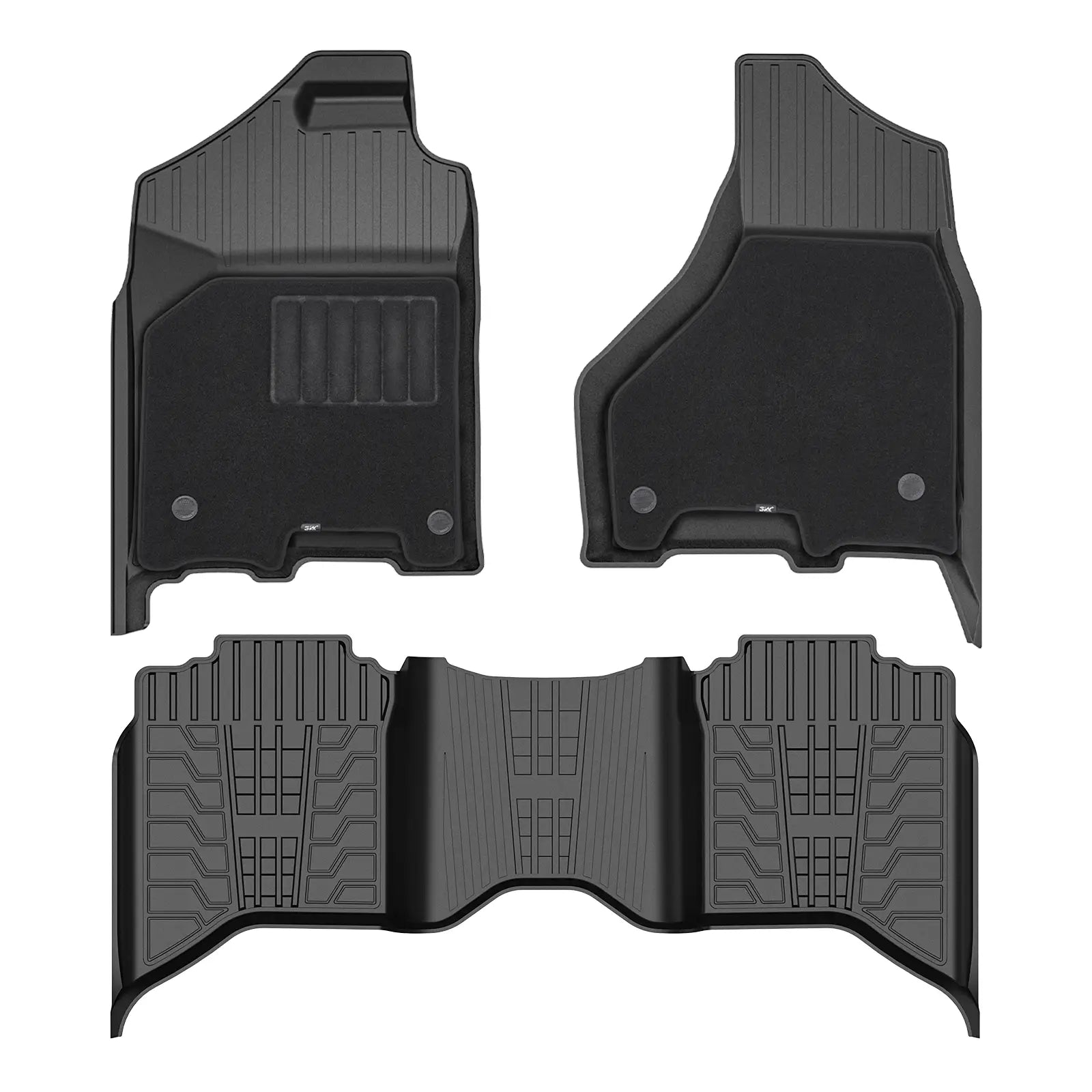3W 2013-2018 Dodge Ram 1500/2500/3500 Crew Cab, 2019-2024 Dodge Ram 1500 Classic Crew Cab Custom Floor Mats Thorex™ All-Weather Protection - 3Wliners
