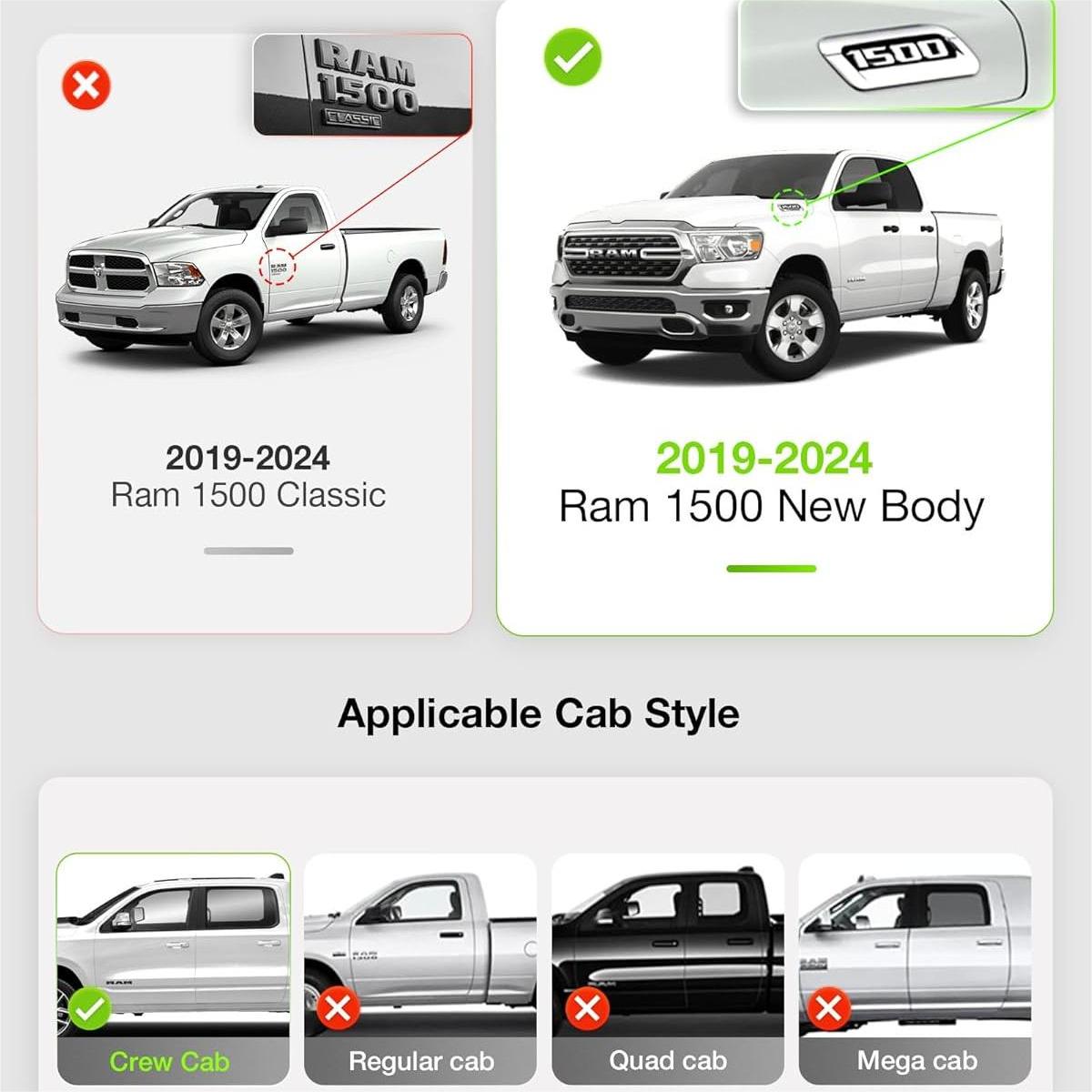 3W Dodge Ram 1500 2019-2024 New Body (NOT Classic Models) Custom Floor Mats TPE Material & All-Weather Protection Vehicles & Parts 3Wliners