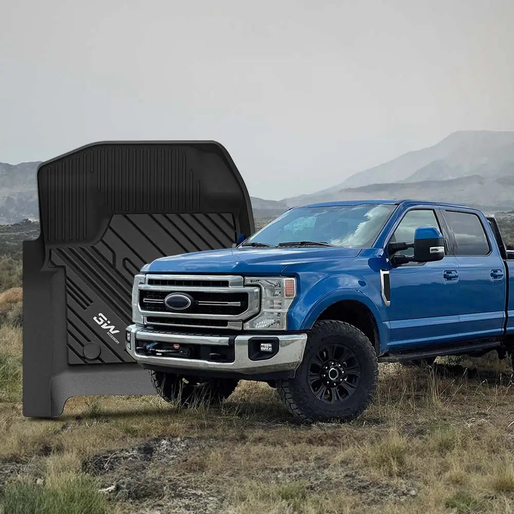 3W Custom Floor Mats Ford F250 F350 F450 F550 2017-2025 Super Duty CrewCab with Under Seat Storage Thorex™ All-Weather Protection (Bucket Seat & Carpet Floor) - 3Wliners