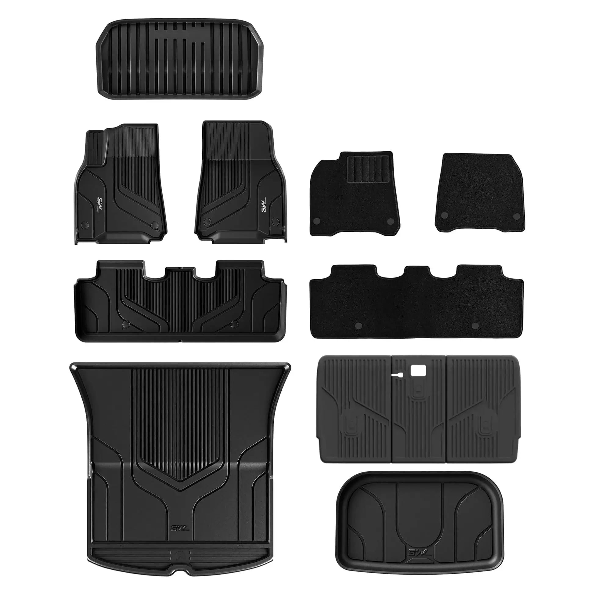 3W Tesla Model Y 2020-2024 Custom Floor Mats / Trunk Mats TPE Material & All-Weather Protection 5-Seater Vehicles & Parts 3Wliners