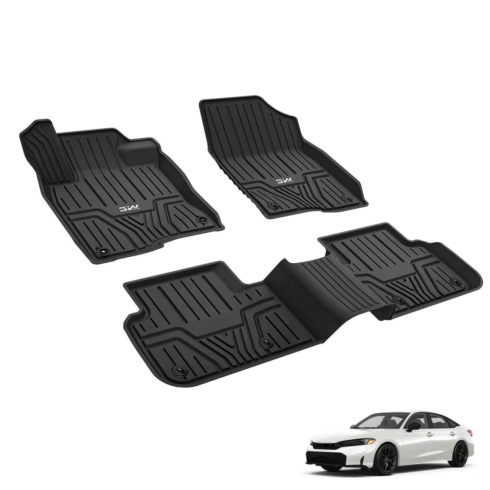 3W Honda Civic 2022-2025 (Not Fit Hybrid/Manual/Hatchback) Custom Floor Mats Cargo Liner Thorex™ All-Weather Protection - 3Wliners