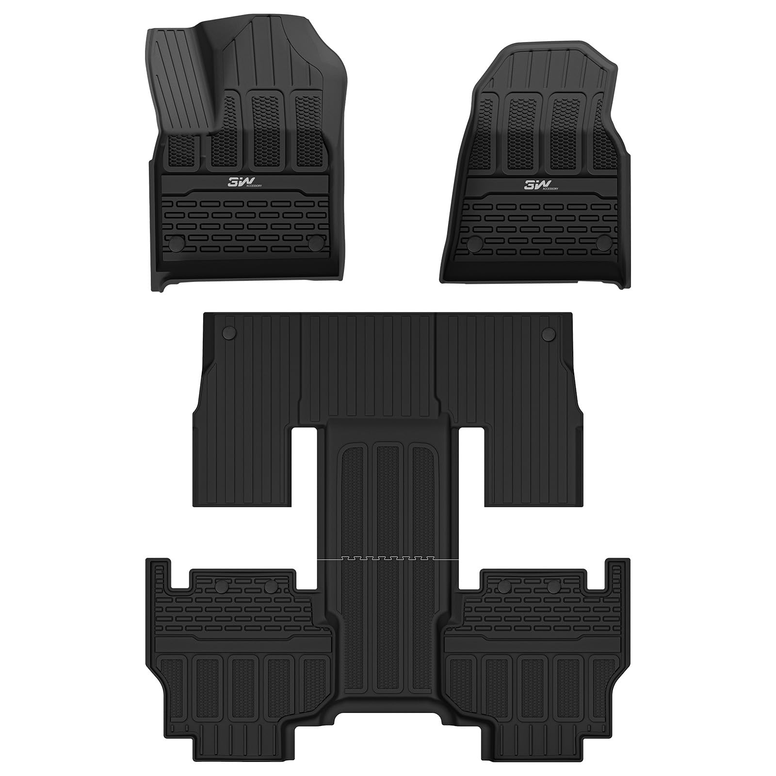 3W Jeep Grand Wagoneer L (Not fit Jeep Wagoneer L) 2022-2024 Custom 7 seat Floor Mats TPE Material & All-Weather Protection Vehicles & Parts 3Wliners 2022-2024 Grand Wagoneer L 2022-2024 1st&2nd&3rd Row Mats