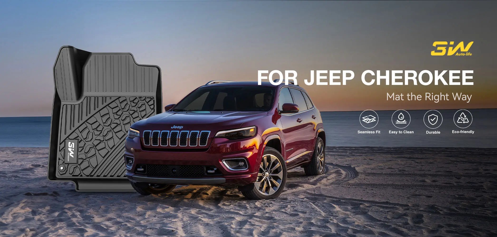 Jeep Cherokee 2015-2023 Custom Floor Mats / Trunk Mat Thorex™ All-Weather Protection