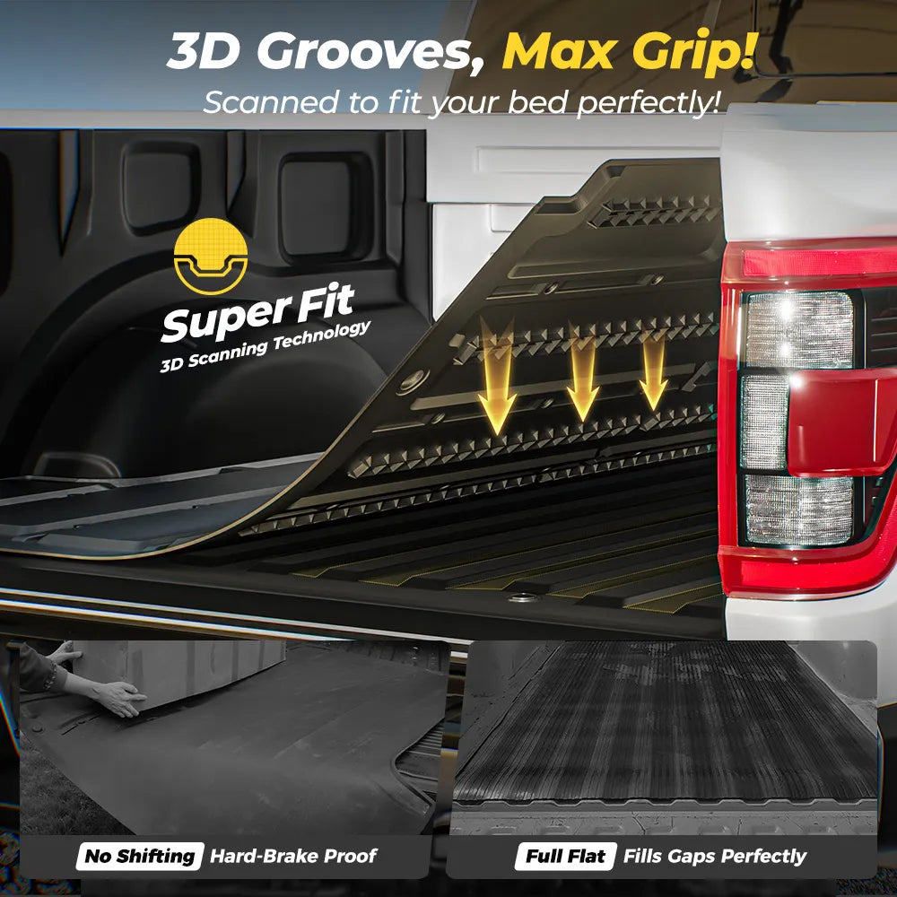 3W Jeep Gladiator 2020-2024 JT Custom Floor Mats TPE Material & All-Weather Protection Vehicles & Parts 3Wliners 2020-2024 Gladiator 2020-2024 Bed Mat