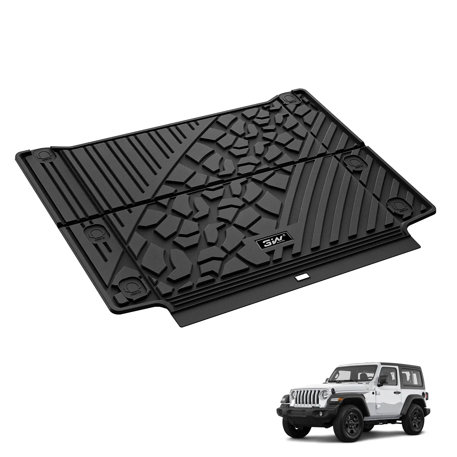 3W Jeep Wrangler 4XE Custom Floor Mats / Trunk Mat 2021-2024 Hybrid 4 Door TPE Material & All-Weather Protection Vehicles & Parts 3Wliners 2021-2024 Wrangler 4XE 2021-2024 Trunk Mat