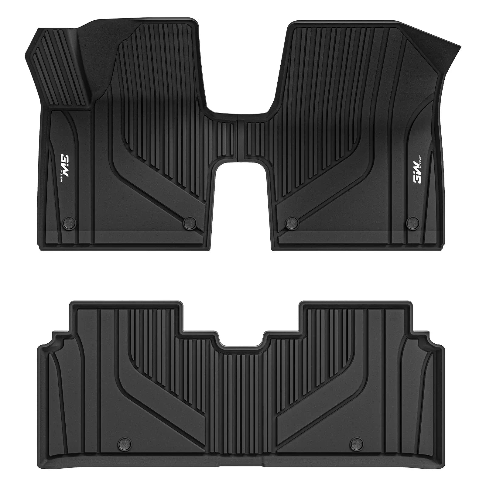 3W Kia EV6 2024 2023 2022 Custom Floor Mats TPE Material & All-Weather Protection 3Wliners 2022-2024 EV6 2022-2024 1st&2nd Row Mats
