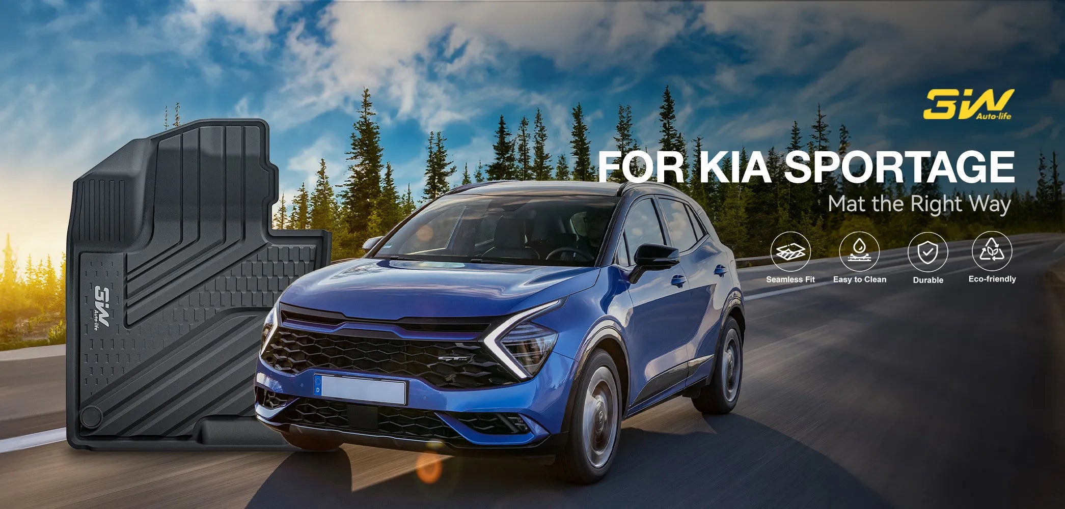 3W Kia Sportage 2023-2026 Custom TPE Floor Mats All-Weather Protection