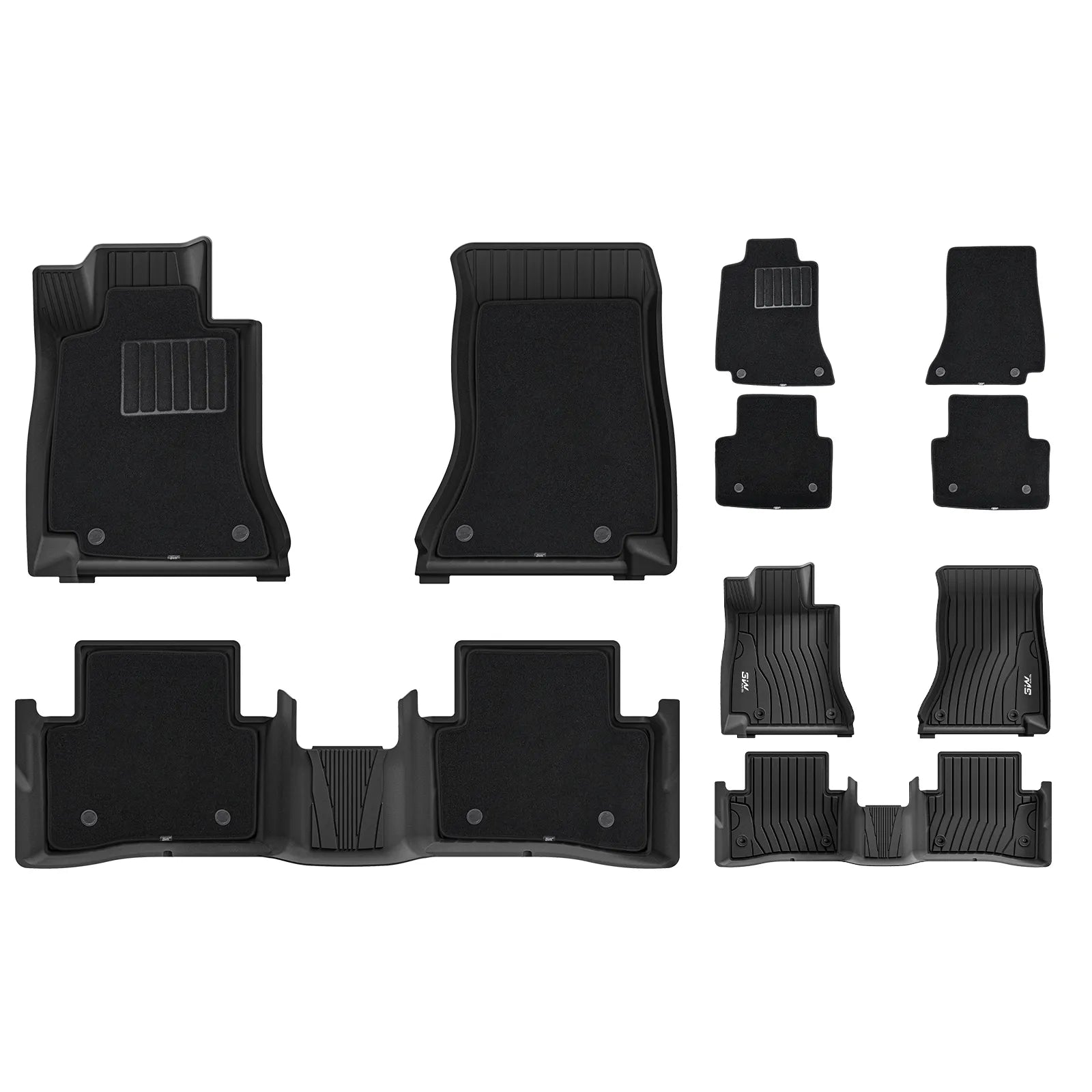 3W Mercedes-Benz C-Class 2015-2021 (for Sedan Only, Not Fit Convertible) Custom Floor Mats with Double Layer Carpet Thorex™ All-Weather Protection - 3Wliners