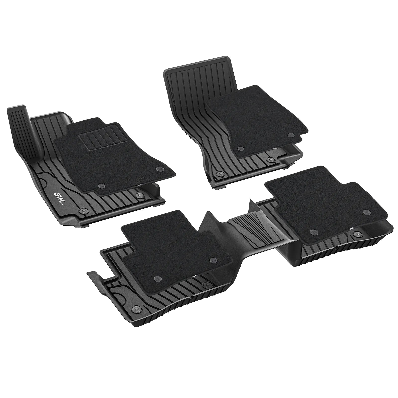 3W Mercedes-Benz C-Class 2015-2021 (for Sedan Only, Not Fit Convertible) Custom Floor Mats with Double Layer Carpet Thorex™ All-Weather Protection - 3Wliners
