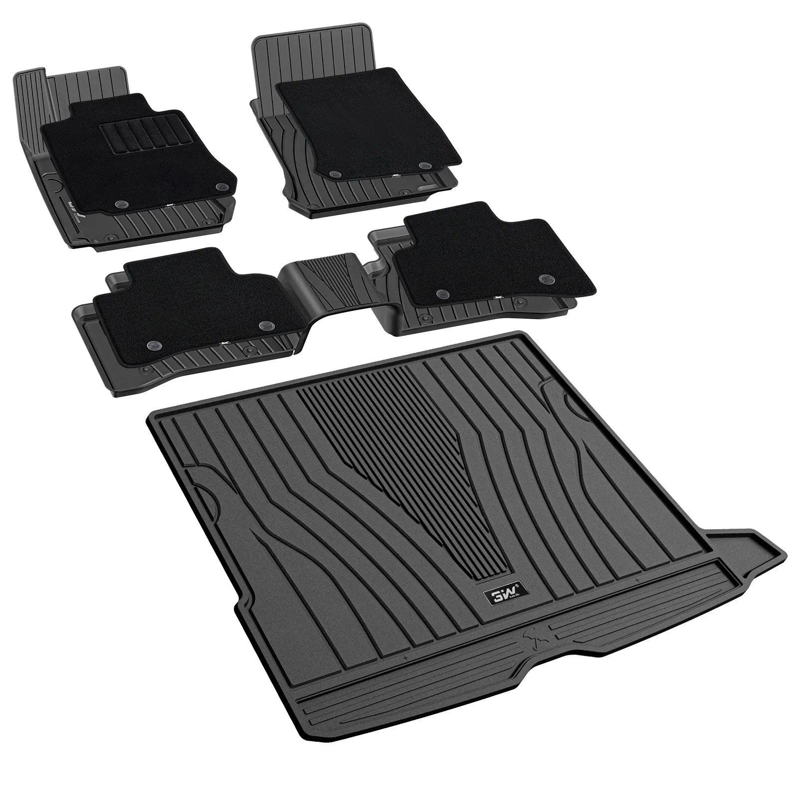 3W Mercedes-Benz GLC 2016-2022 Custom Floor Mats with Double Layer Carpet/ Trunk Mat (Trunk Mat Not Fit Coupe Well) TPE Material & All-Weather Protection Vehicles & Parts 3Wliners
