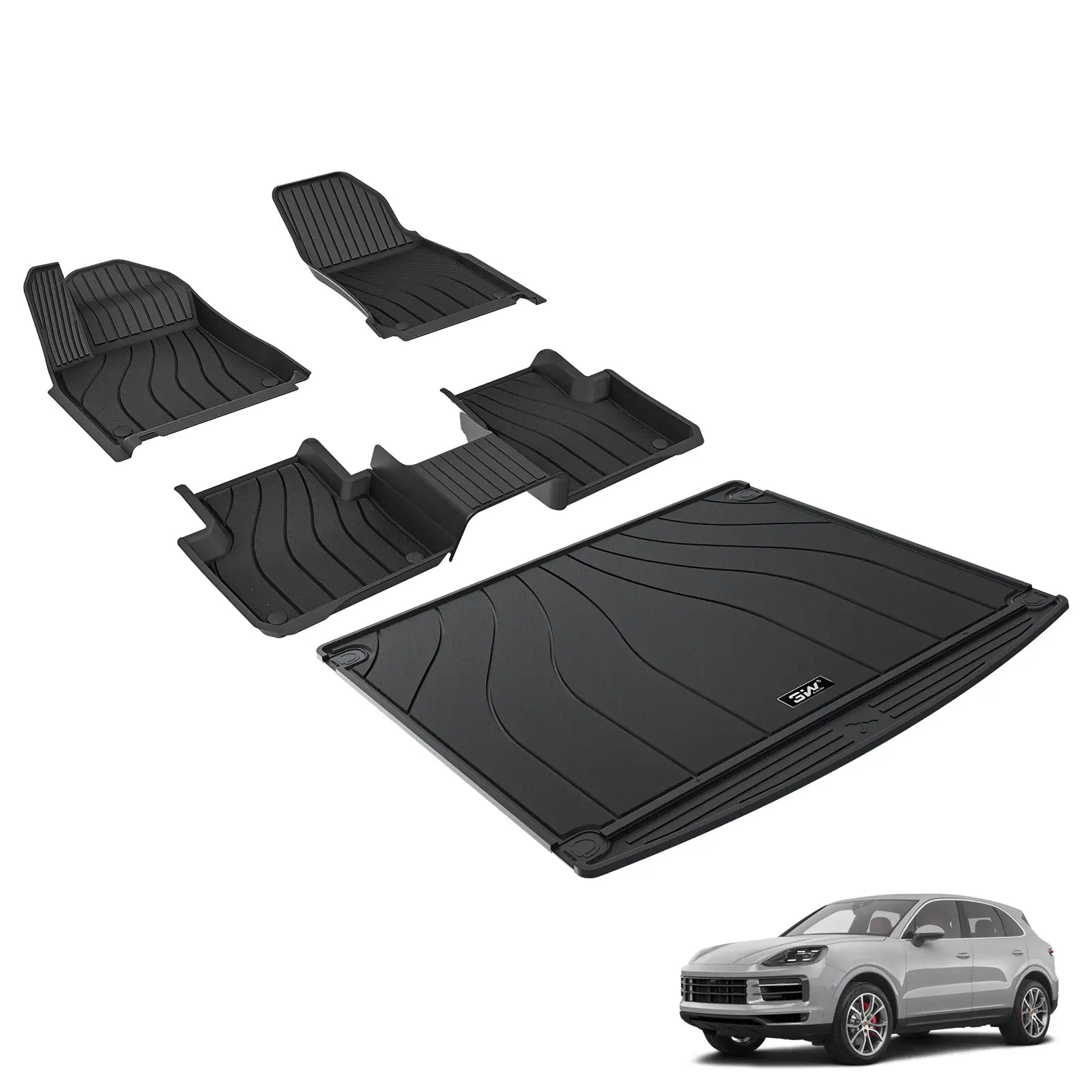 3W Porsche Cayenne 2019-2025 Custom Floor Mats TPE Material & All-Weather Protection Vehicles & Parts 3Wliners