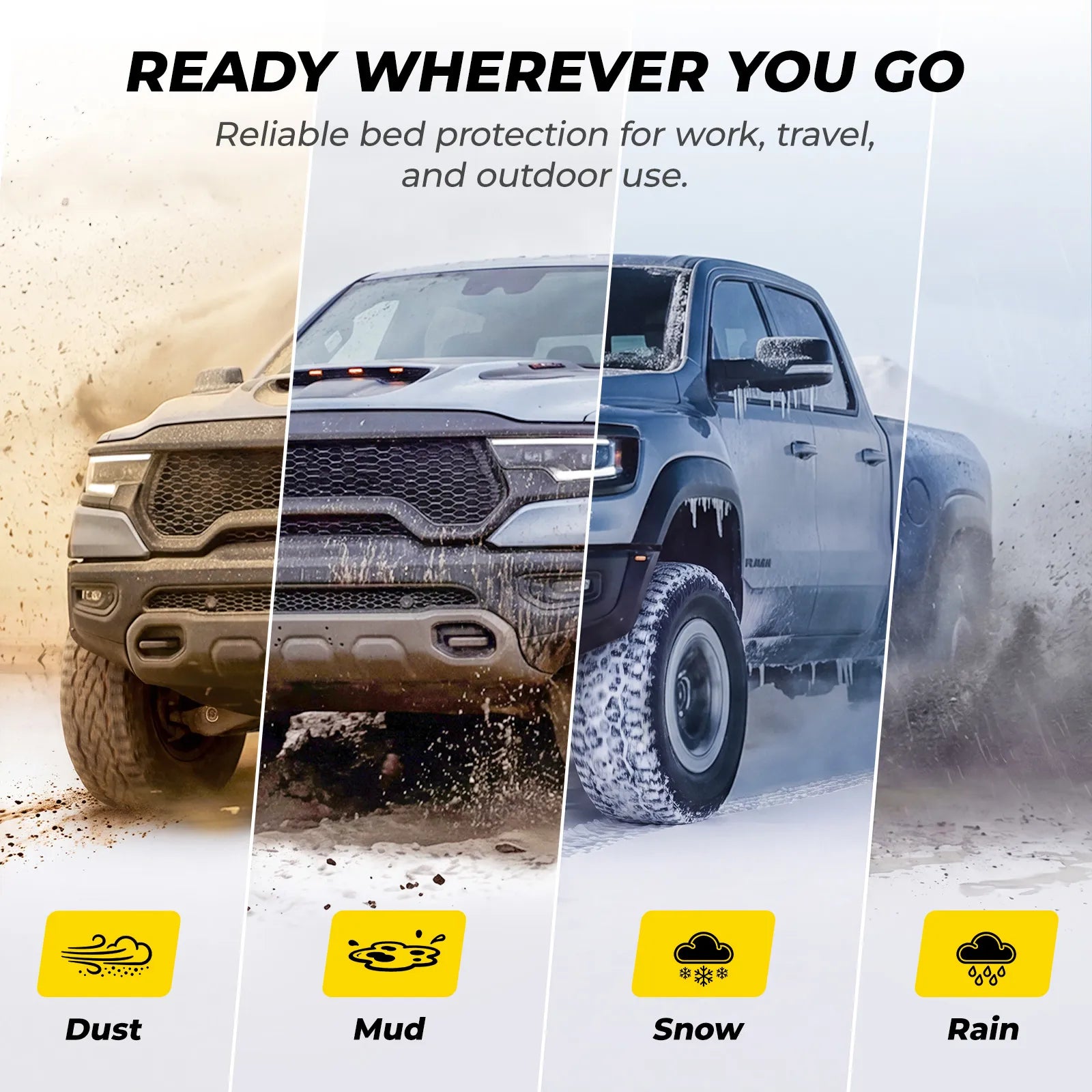 Custom Truck Bed Mat for Dodge Ram 1500/1500 RHO TPE Heavy-Duty All-Weather Liner Fits 5.7 FT / 67.4 Inches Short Bed, Blocks Mud & Spills, Not for Rambox