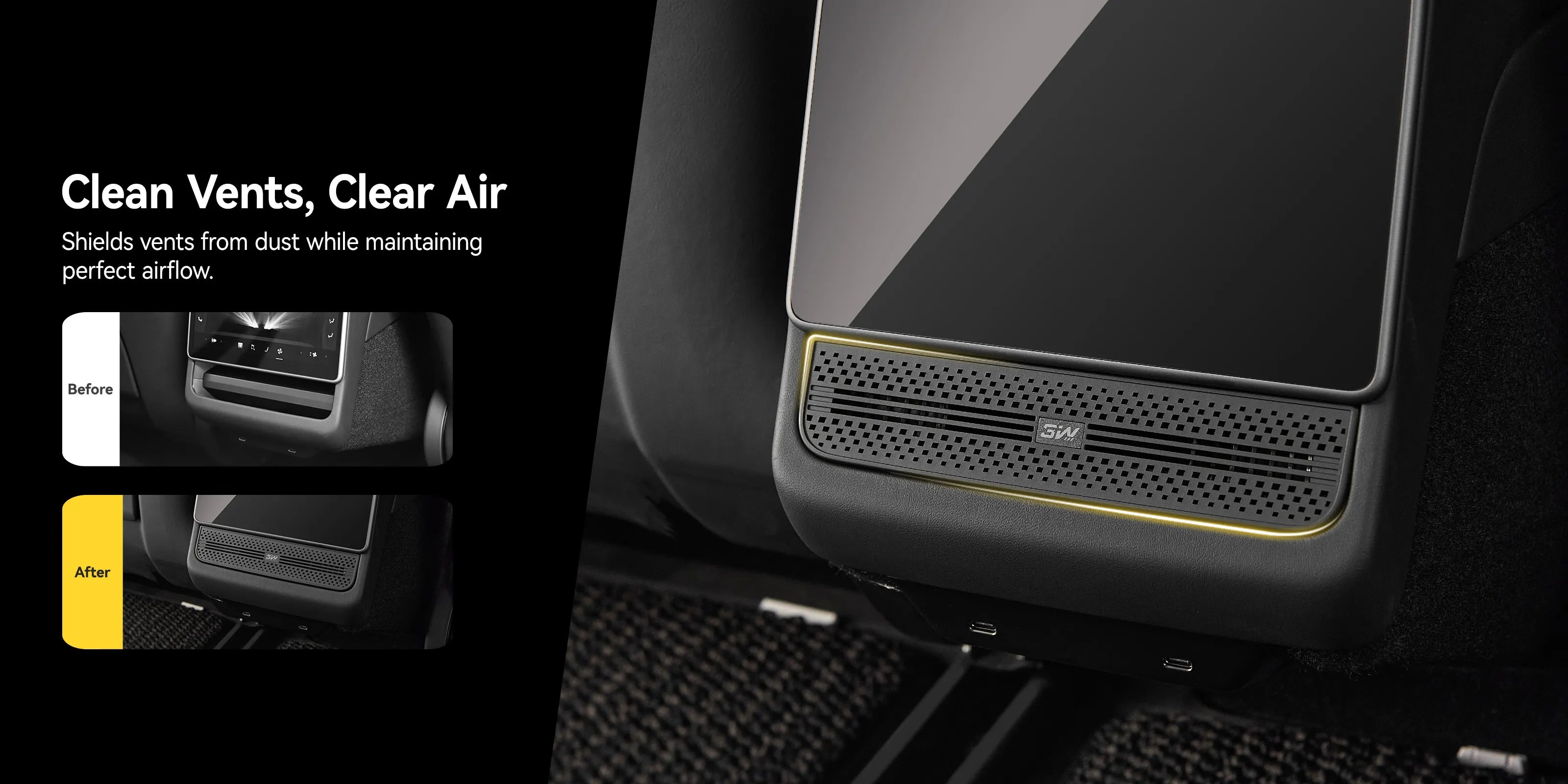 Rear Car Air Vent Freshener For Tesla Model 3 Highland 2024-2025/ Y Juniper 2025-2026 Damage-Free Installation, OEM-Matched Fit, Long-Lasting Fragrance