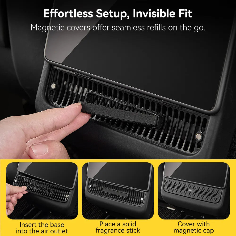 Rear Car Air Vent Freshener For Tesla Model 3 Highland 2024-2025/ Y Juniper 2025-2026 Damage-Free Installation, OEM-Matched Fit, Long-Lasting Fragrance