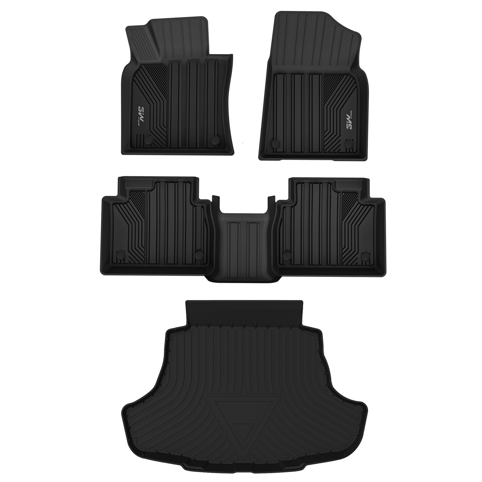 3W Toyota Camry 2018-2024 FWD (Not for Hybrid or AWD) Custom Floor Mats TPE Material & All-Weather Protection Vehicles & Parts 3Wliners 2018-2024 Camry 2018-2024 1st&2nd Row+Trunk Mat