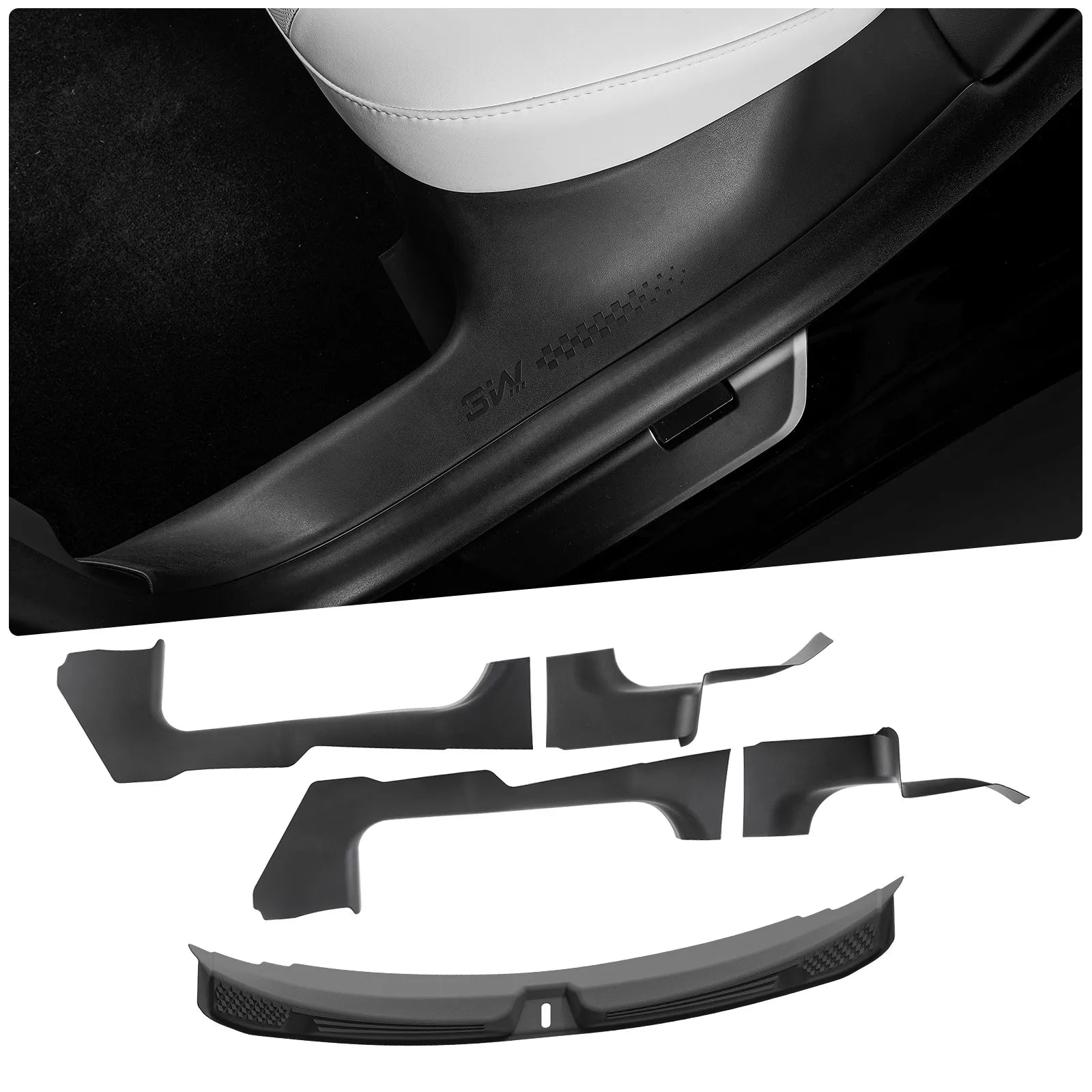 3W Tesla Model 3 Highland 2024-2026 Door Sill Guards 5PCS Trunk Protector Custom Fit Car Accessories TPE Anti-Kick Door Entry Cover