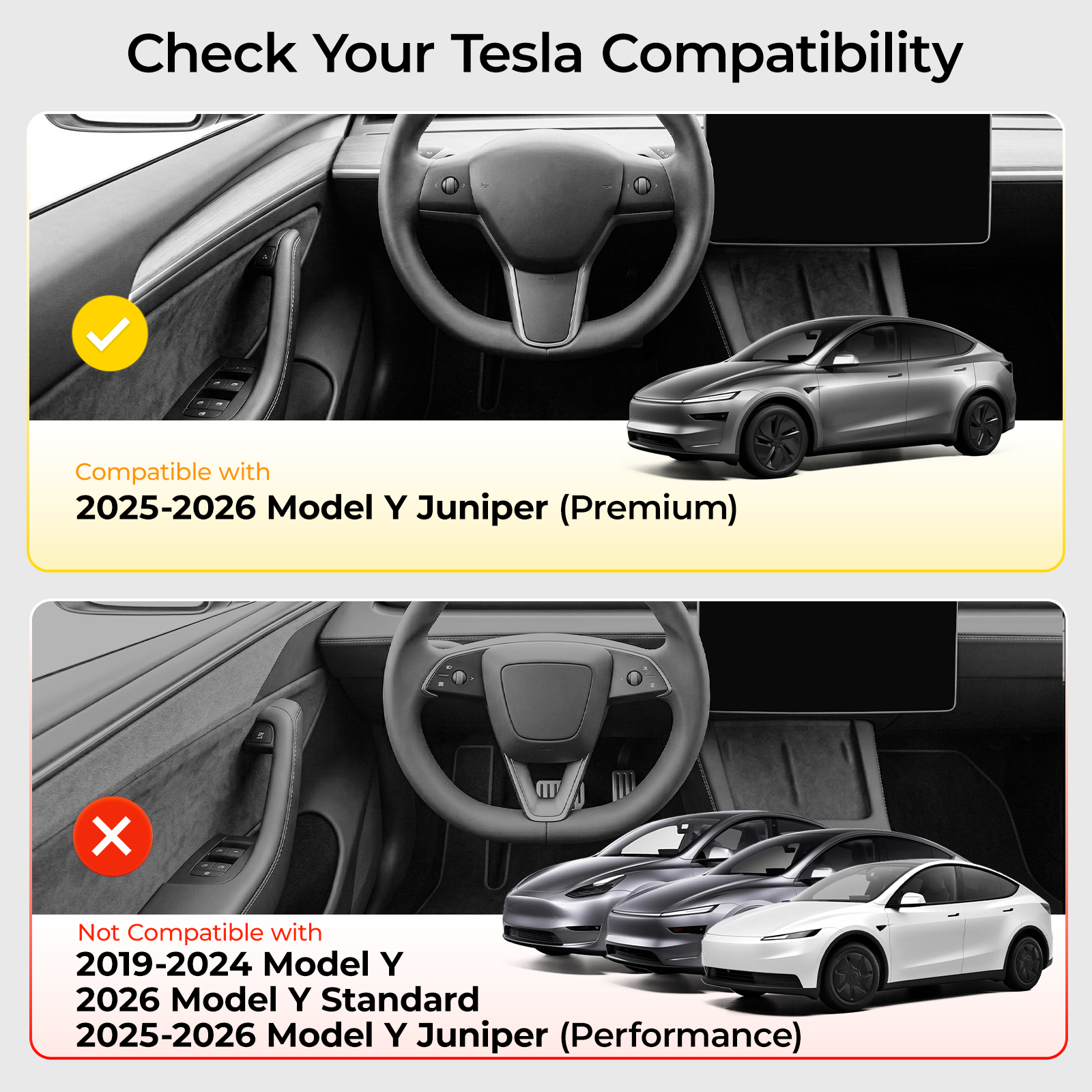 3W Car Accessories Fit for 2026 Tesla Model Y Standard, 2025-2026 Model Y Juniper Premium/ Model Y Juniper Performance