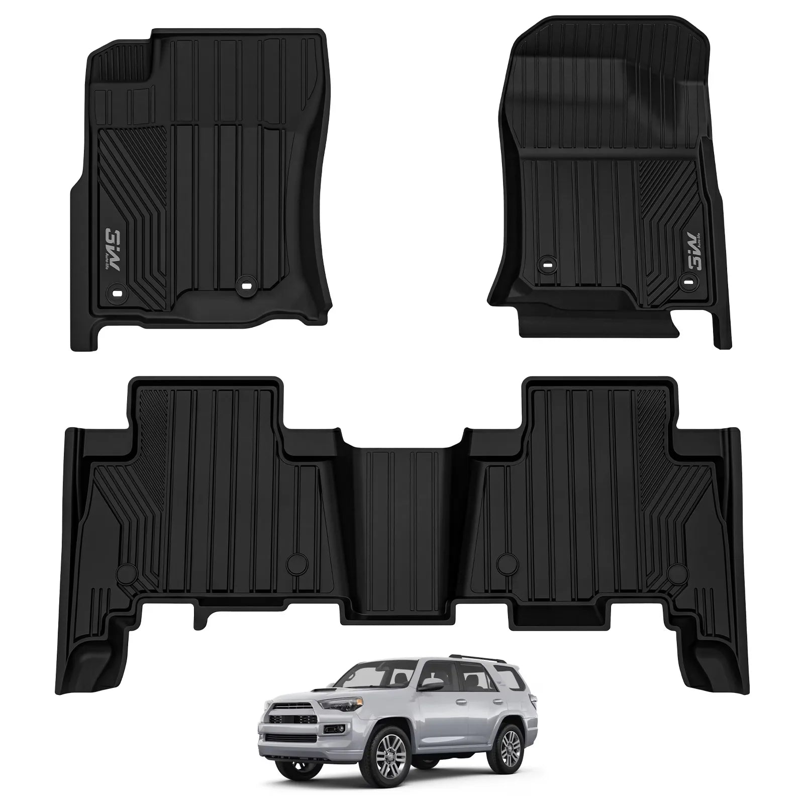 3W Toyota 4Runner 2013-2024 Custom Floor Mats TPE Material & All-Weather Protection (Only for 5 Seat) Vehicles & Parts 3Wliners