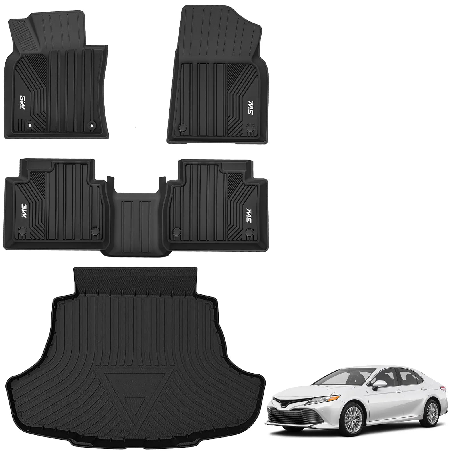 3W Toyota Camry 2018-2024 FWD Custom Floor Mats Thorex™ All-Weather Protection