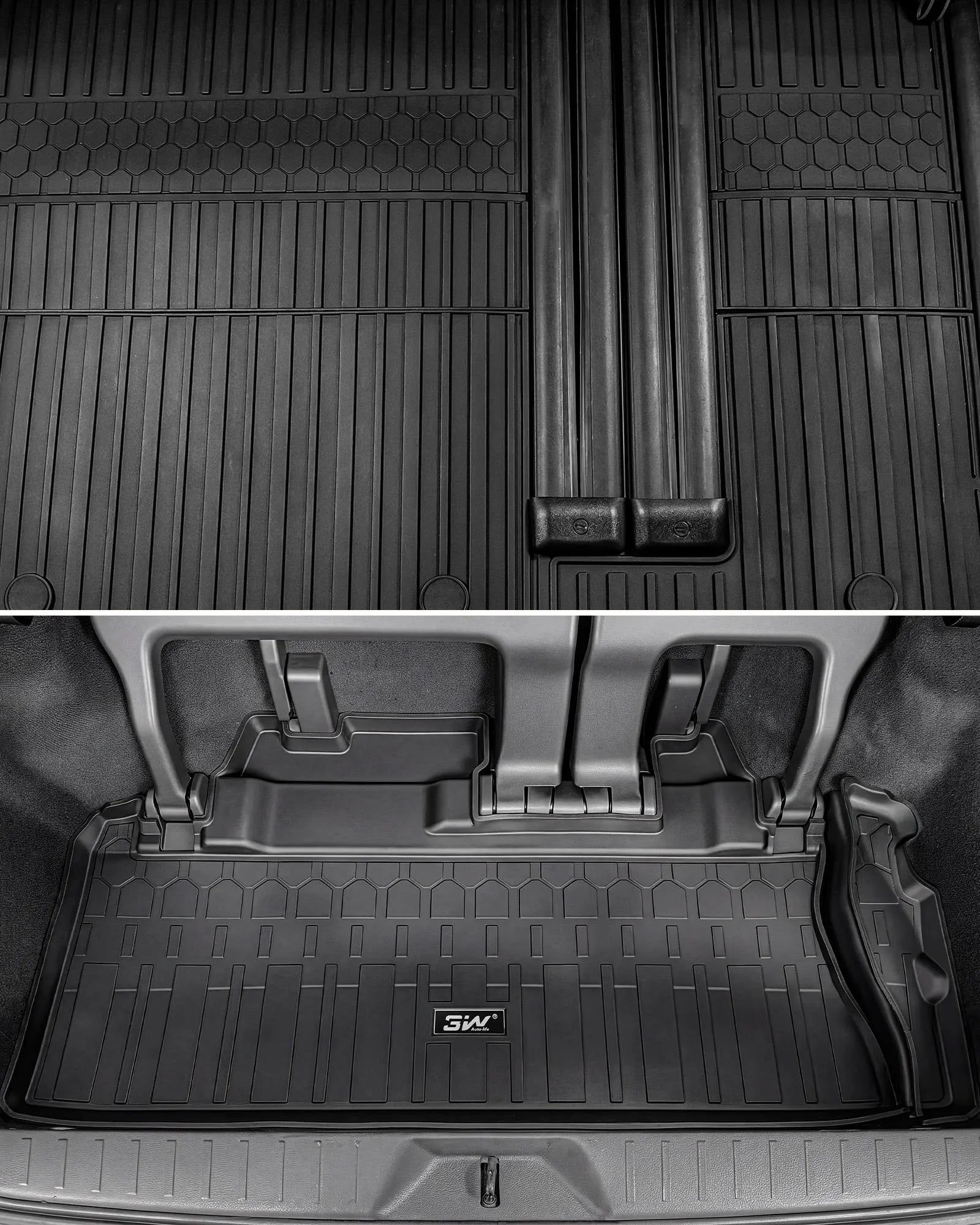 3W Floor Mats & Trunk Mat& Backrest Mats for Toyota Sienna 2021-2026 (Only for 7 Seat), TPE All Weather Custom Fit Floor Liner for Sienna 1st, 2nd and 3rd Row and Cargo Mat, Black, Car Accessories