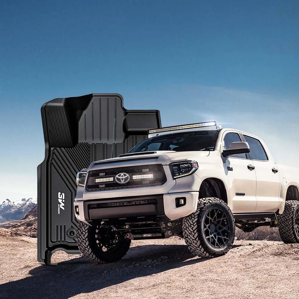 3W Toyota Tundra 2022-2024 (Only for CrewMax Cab) Custom Floor Mats CrewMax Cab Only TPE Material & All-Weather Protection Vehicles & Parts 3Wliners